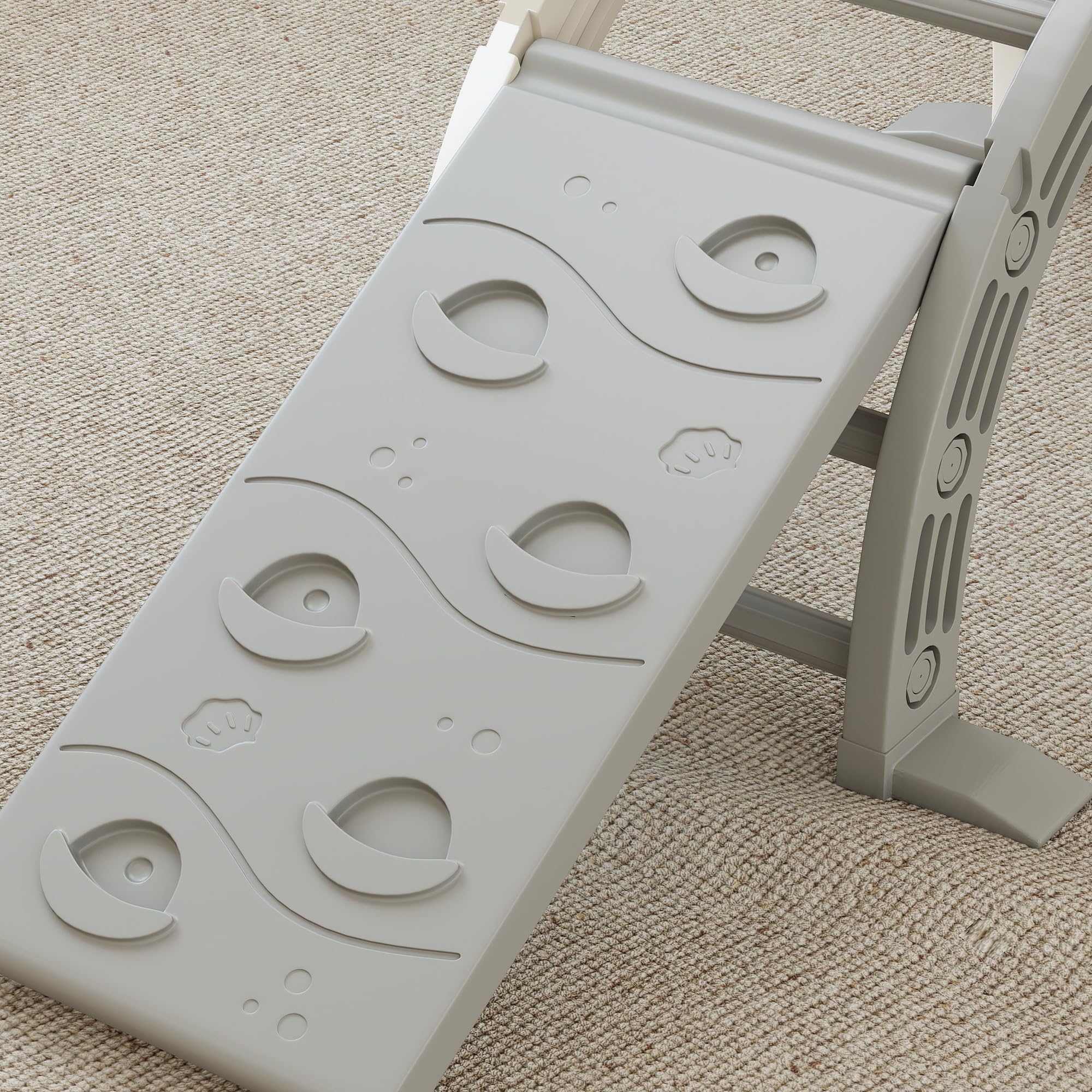 AIYAPLAY Juguete de Escalada para Niños 4 en 1 con Arco de Escalada, Mecedora, Rampa y Tobogán, Juguete de Plástico para Niños de 18-48 Meses, para Interior y Exterior, Gris y Blanco
