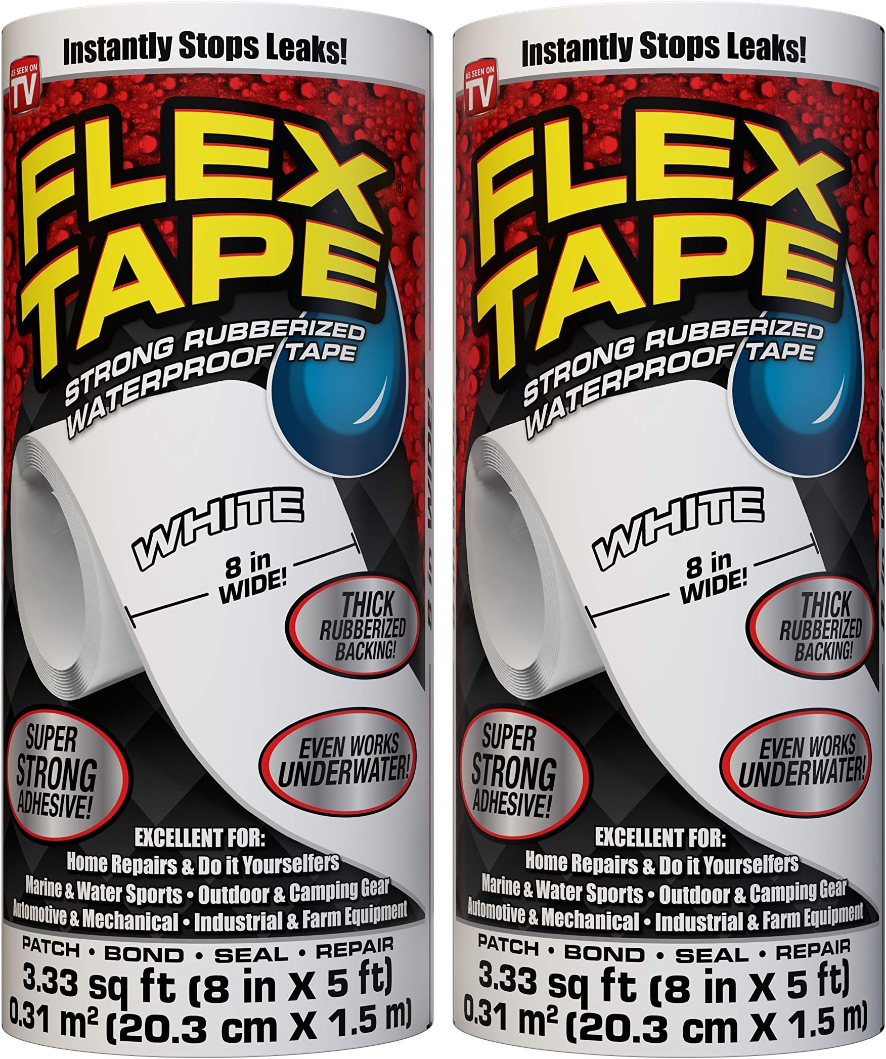 Flex Tape, MAX, 8 in x 25 ft, Black, Original Thick