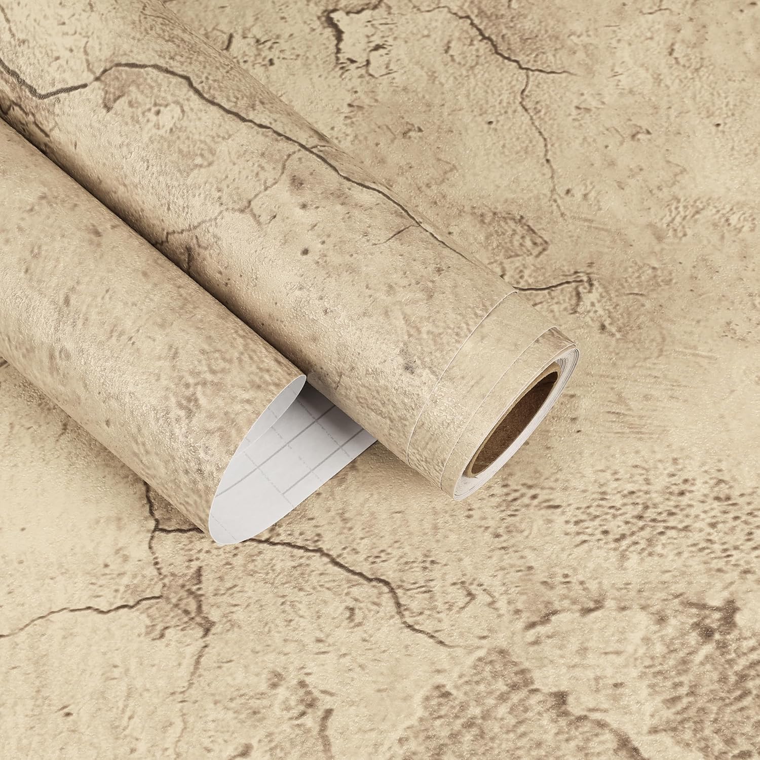 Distressed Concrete Wallpaper Peel and Stick Tan Concrete Contact Paper for Countertops Bedroom 15.7"x160" Adhesive Industrial Cement Wallpaper Textured Cracked Stained Limewash Wall Paper