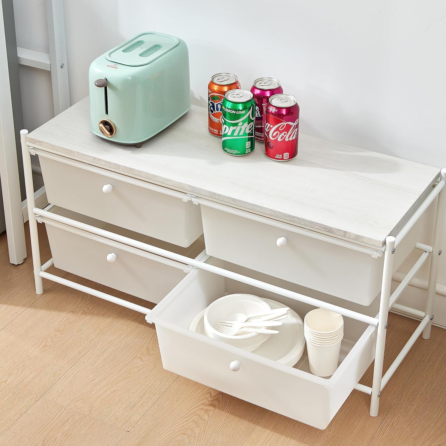 Suprima® Multipurpose Drawers with Shelf - White/Whitewash Top
