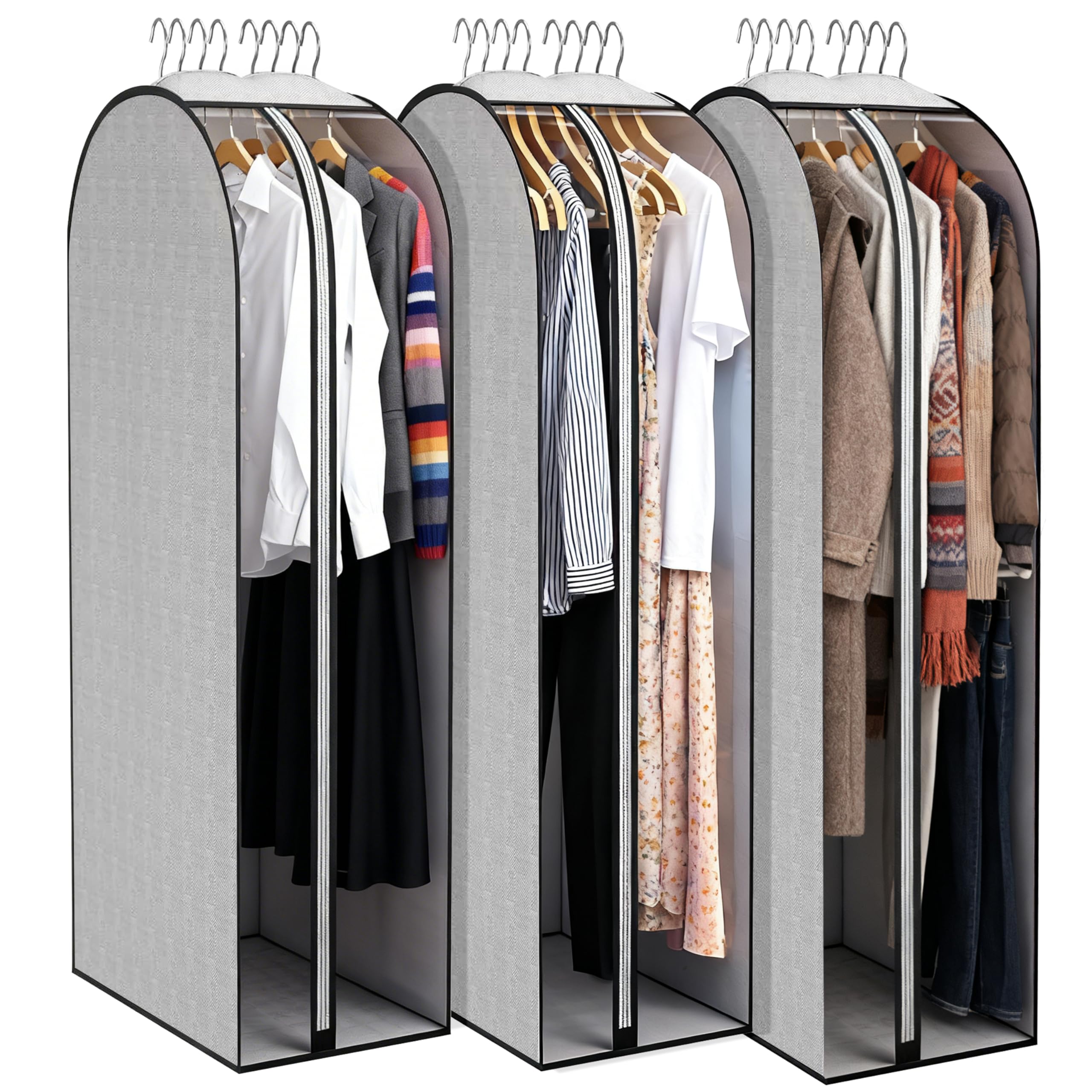 3 Pcs 10 Gusseted Garment Bags 40 50 PEVA Moth-Proof Breathable Dust Cover Garment Bags Hanging Clothes Covers