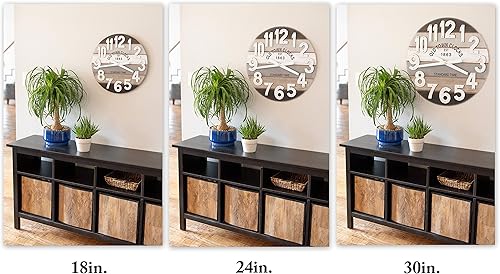 Miniatura 6 de Reloj de pared de madera multicolor de 18.0 in, playa costera marítima (gris, 18 pulgadas)