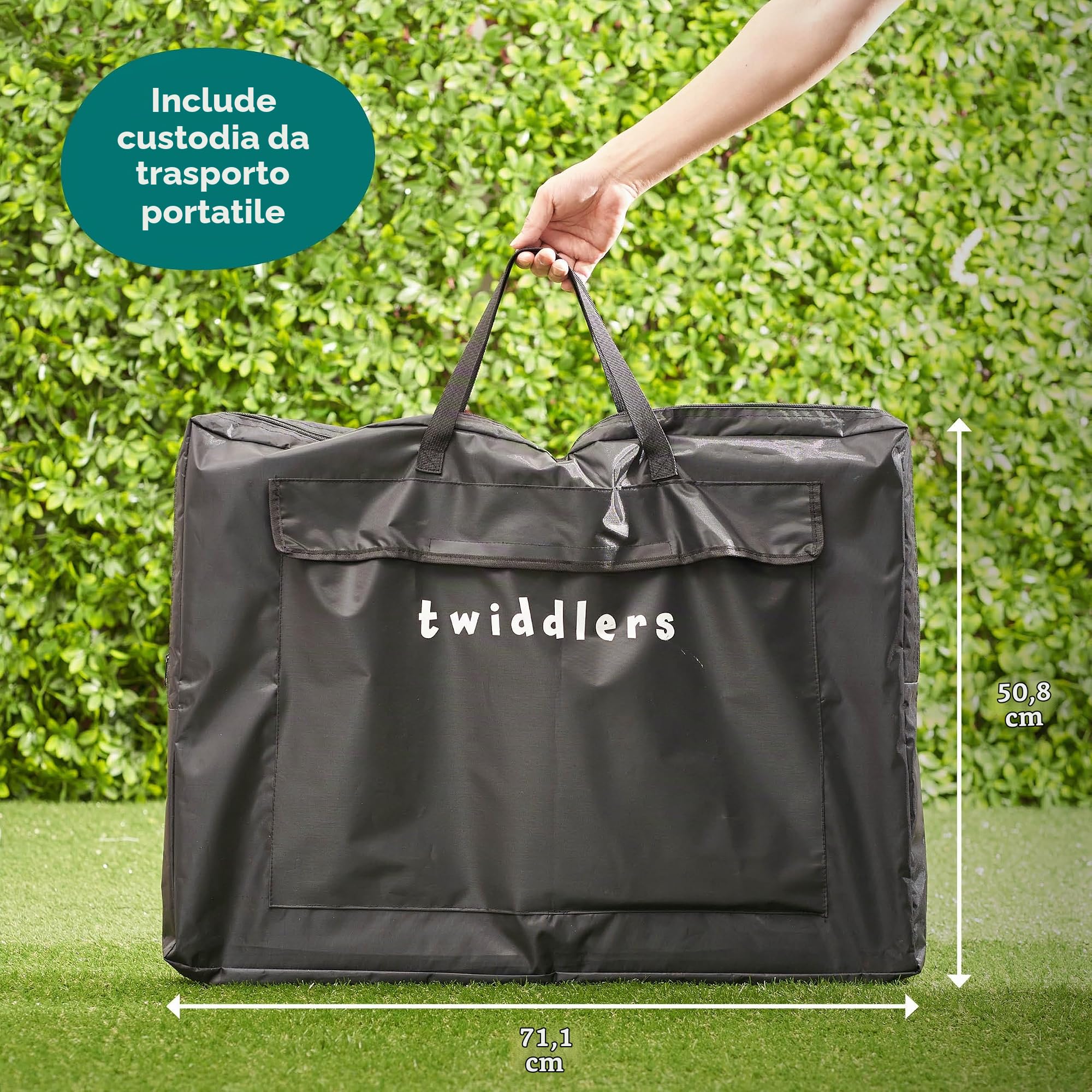 THE TWIDDLERS - Gioco da Giardino Gigante 4 di Fila all'aperto con Borsa Portatile, Gioco in Legno Quattro in Fila per Bambini e Adulti - Altezza Regolabile Fino a 2,6ft / 82cm