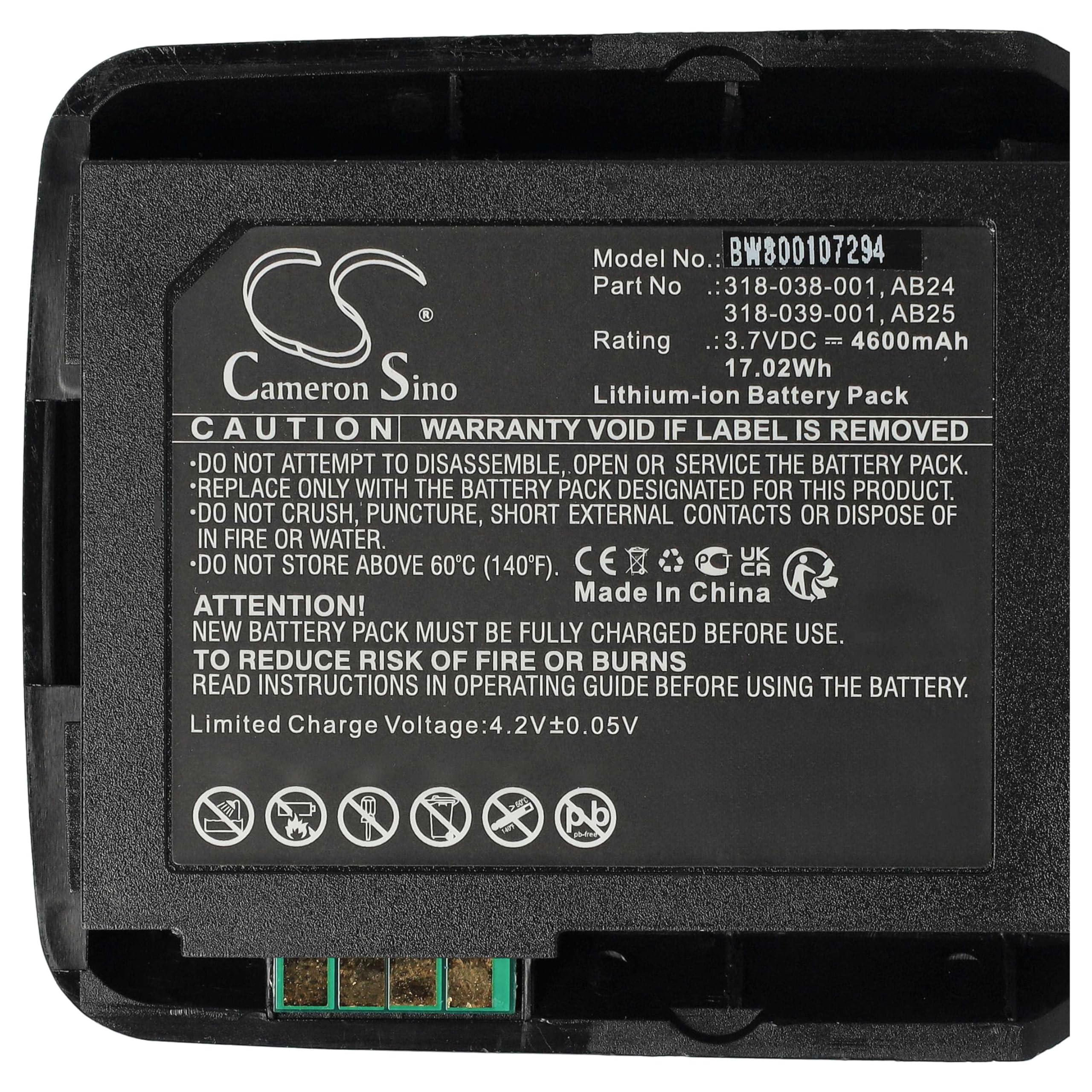 vhbw 2x batteria compatibile con Intermec CN50, CN51 lettore di codici a barre, POS (4600mAh, 3,7V, Li-Ion)