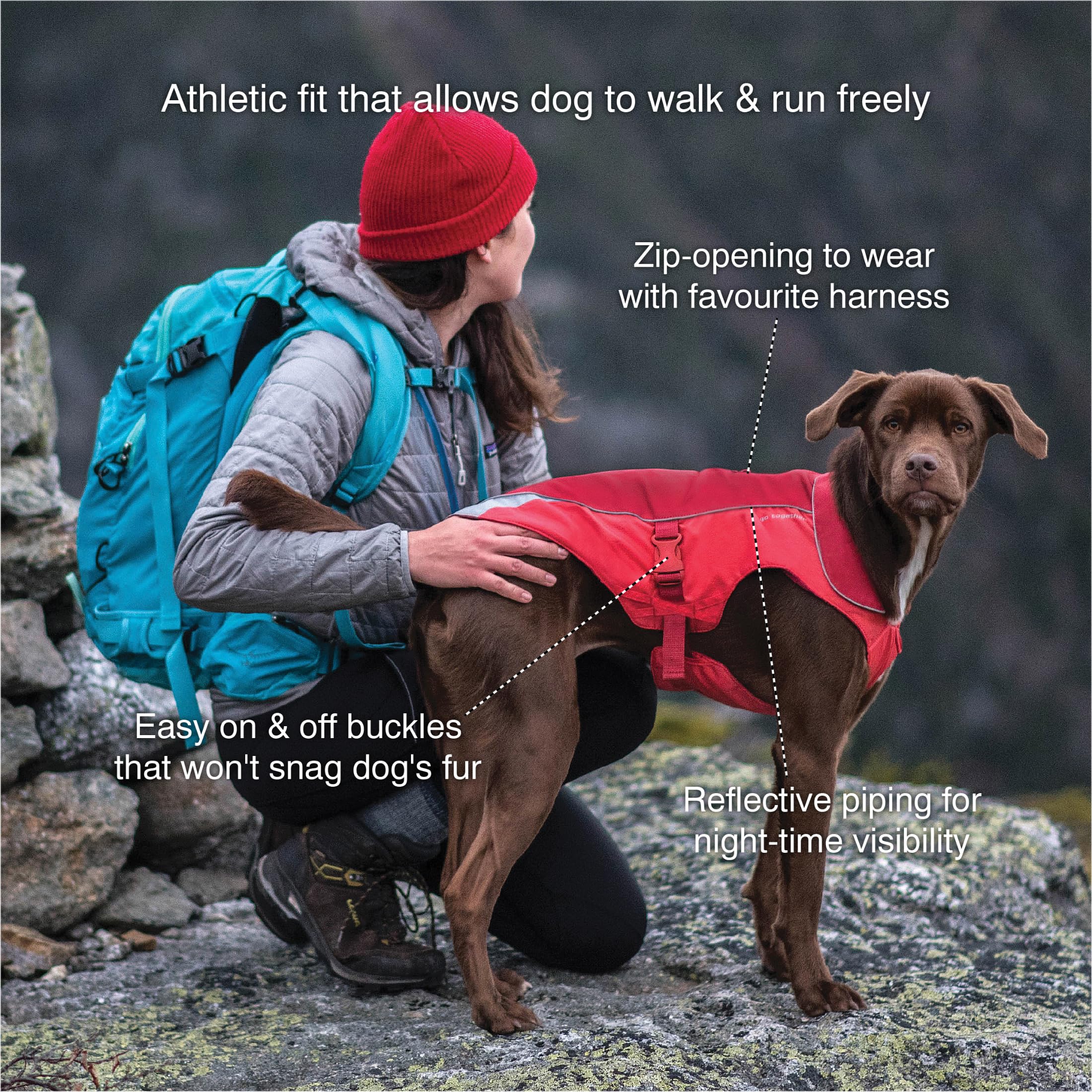 Kurgo North Country, Abrigo para Perros, Chaqueta de Invierno para Perros, Impermeable, Reflectante - Negro, M