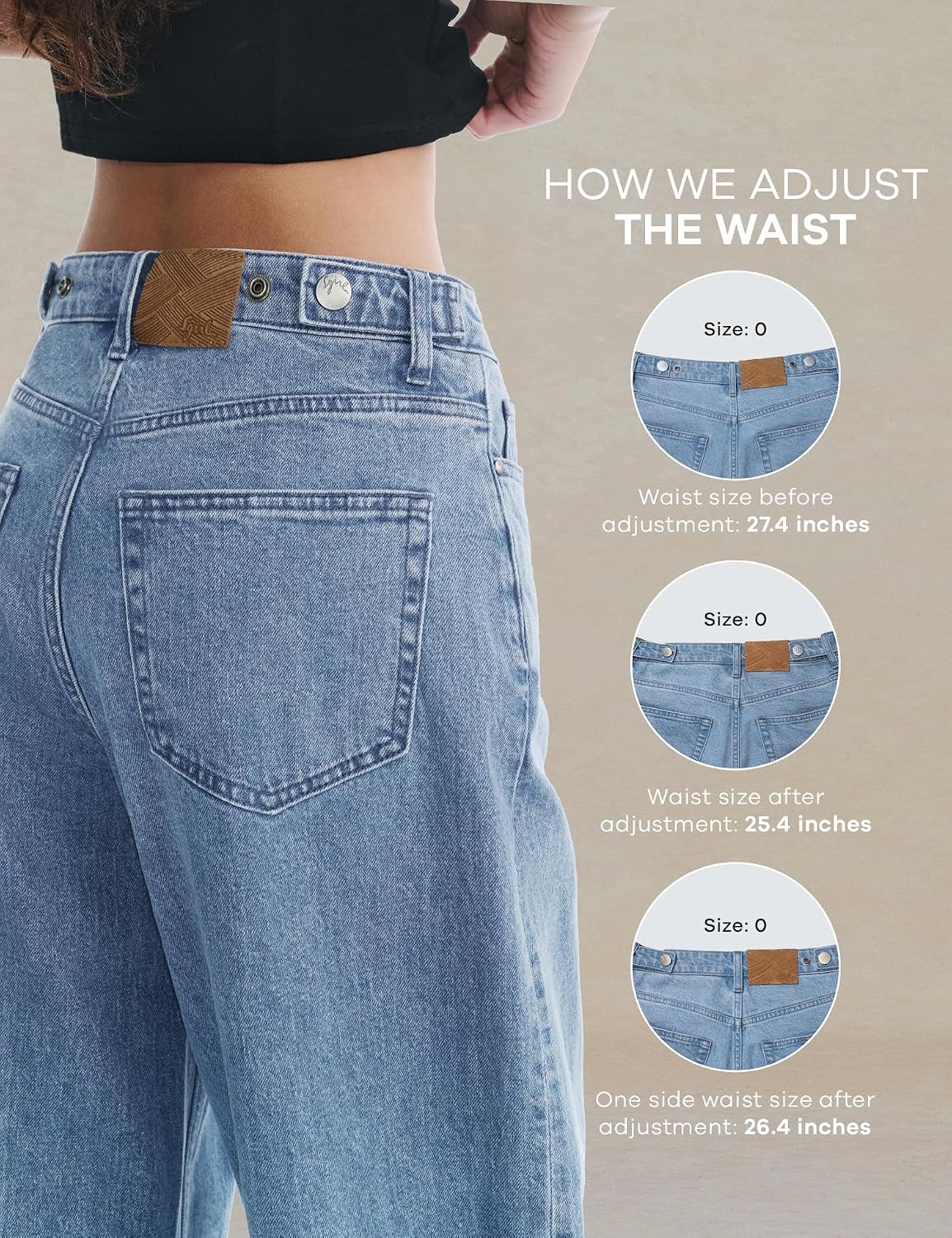 Women's Adjustable Waist Wide Leg Jeans Baggy High Waisted Jeans Y2K Casual Trendy Denim Pants