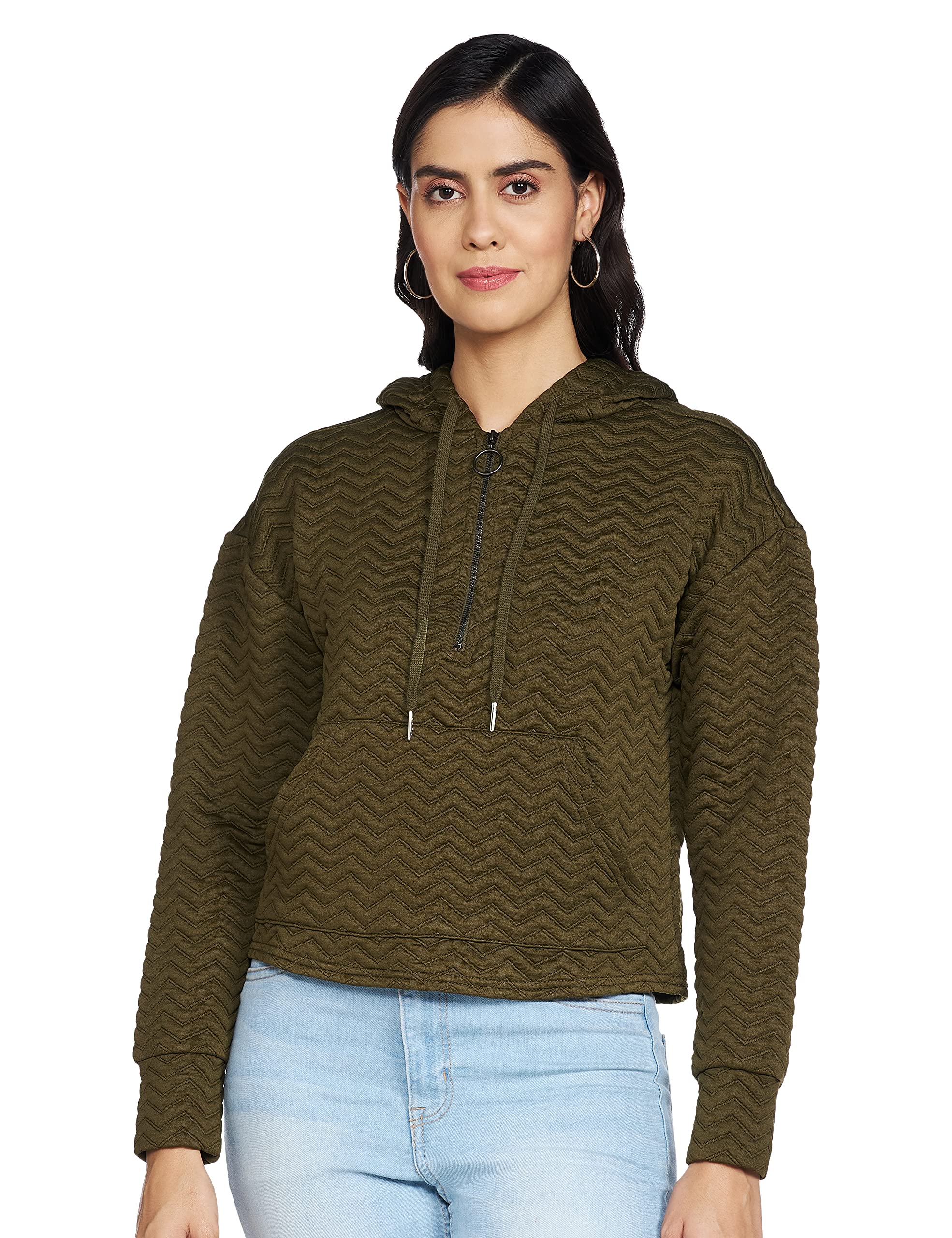 max Women Textured Full Sleeves Quilted Hooded Jacket-picture-50