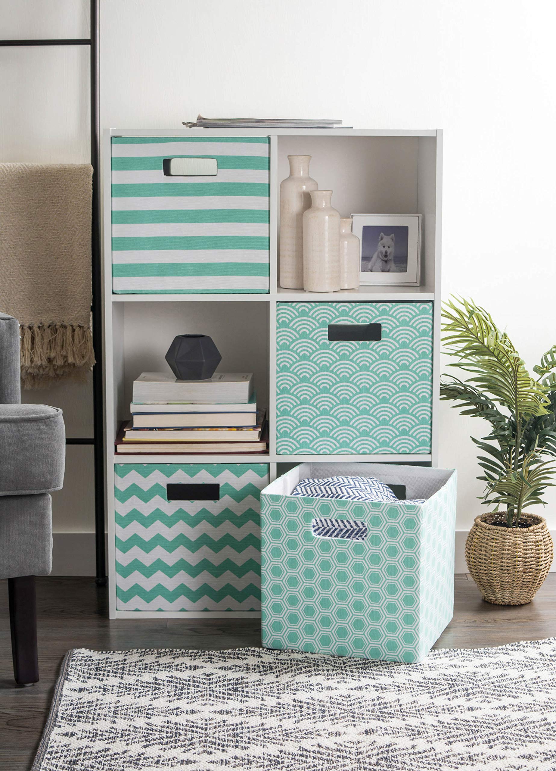 DII Design Imports Polyester Cube Chevron Aqua Square