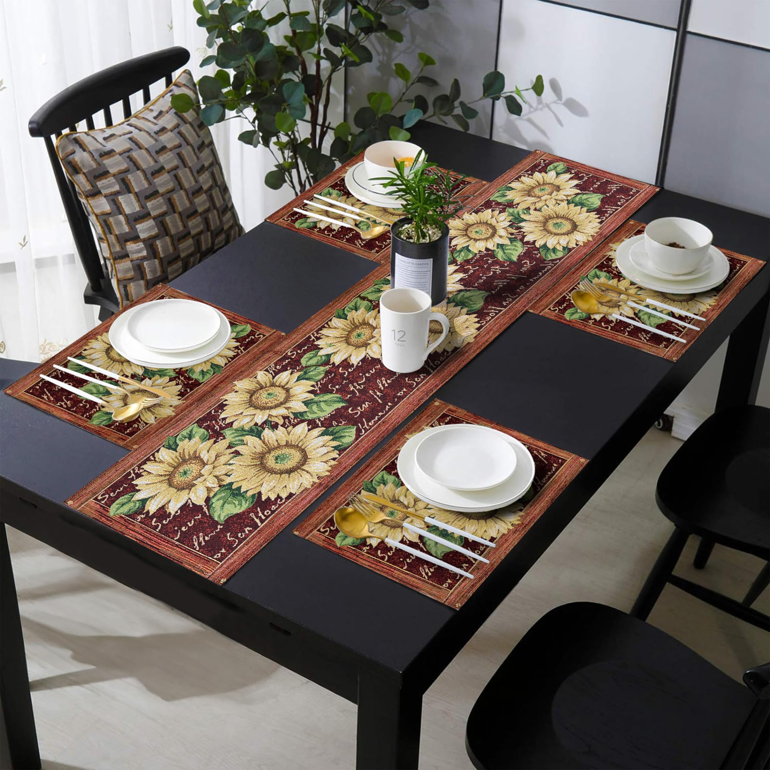 Rangoli Cotton Table Mats - Set of 4 Floral Design -10 Rangoli Cotton Table Mats - Set of 4 Floral Design -10