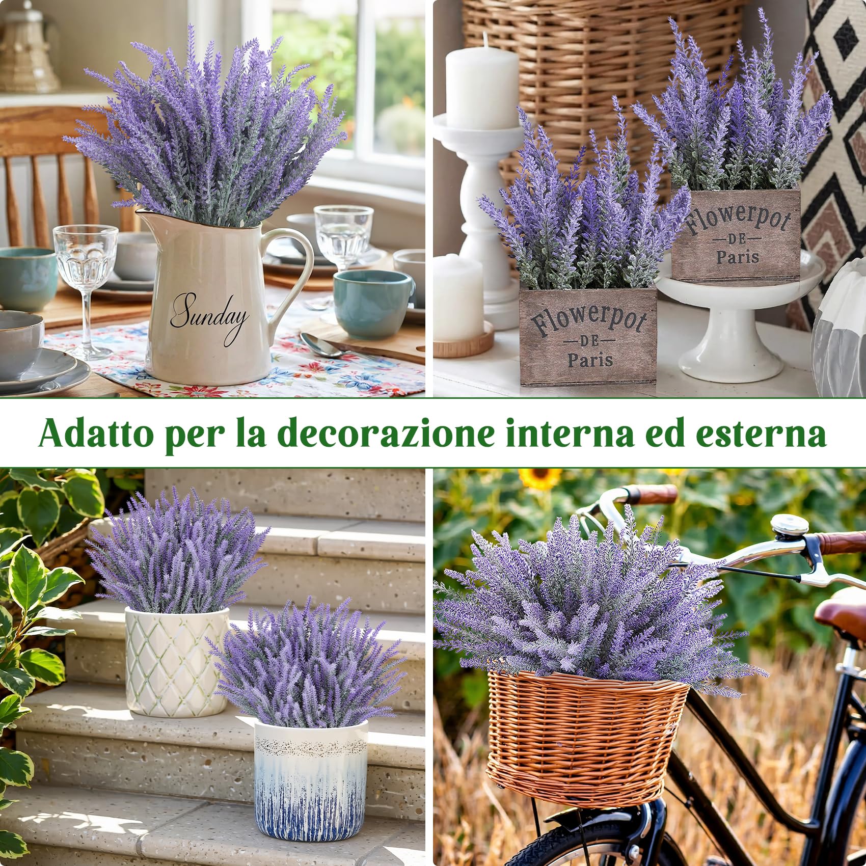 Fiori Artificiali 24 Pezzi Fiori Finti Lavanda Artificiali Realistici Per Matrimonio Casa, Festa, Ufficio, Decorazione Da tavolo, Composizioni Floreali Fai Da Te