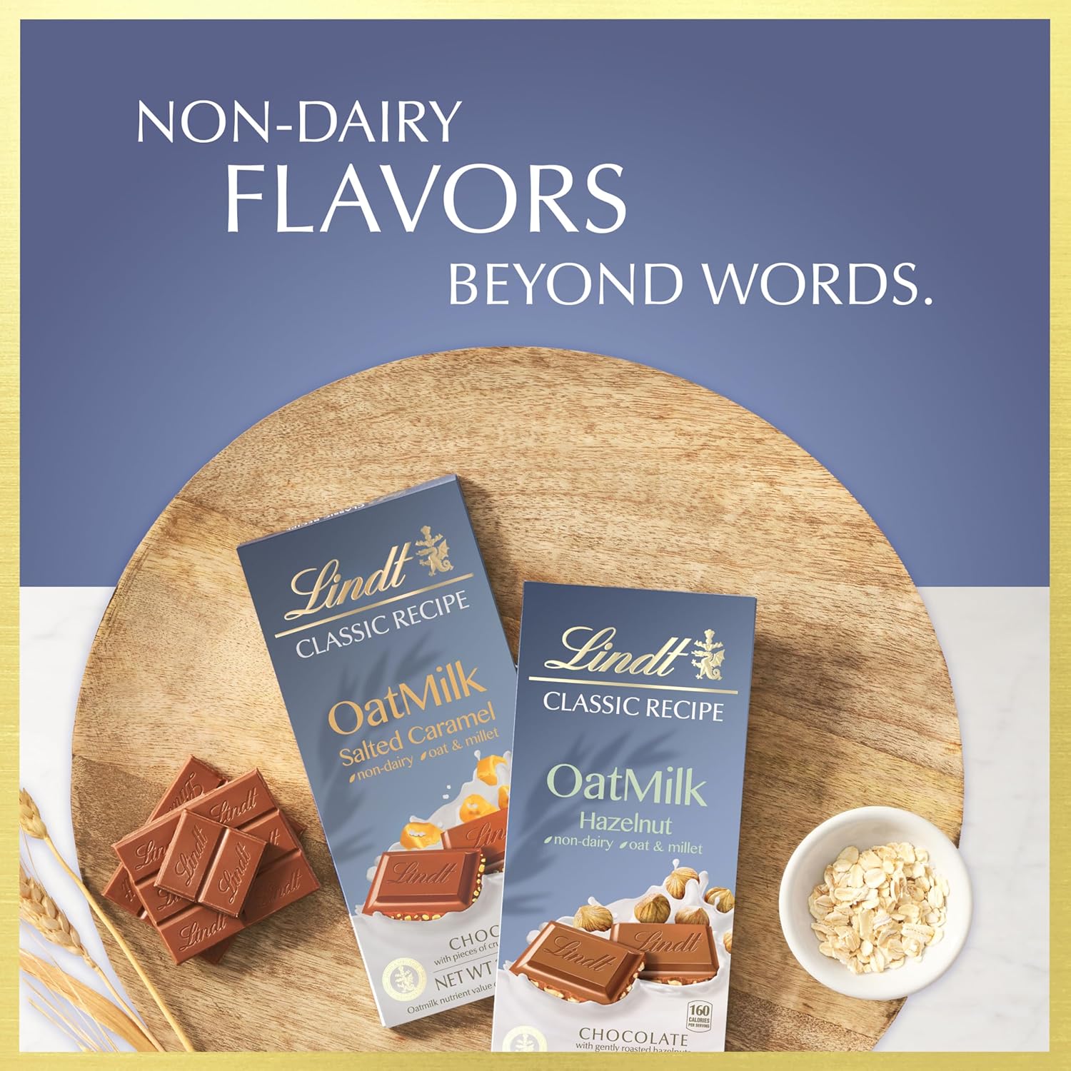 Lindt CLASSIC RECIPE Non-Dairy OatMilk Hazelnut Chocolate Candy Bar, 10 Pack, 3.5 oz.