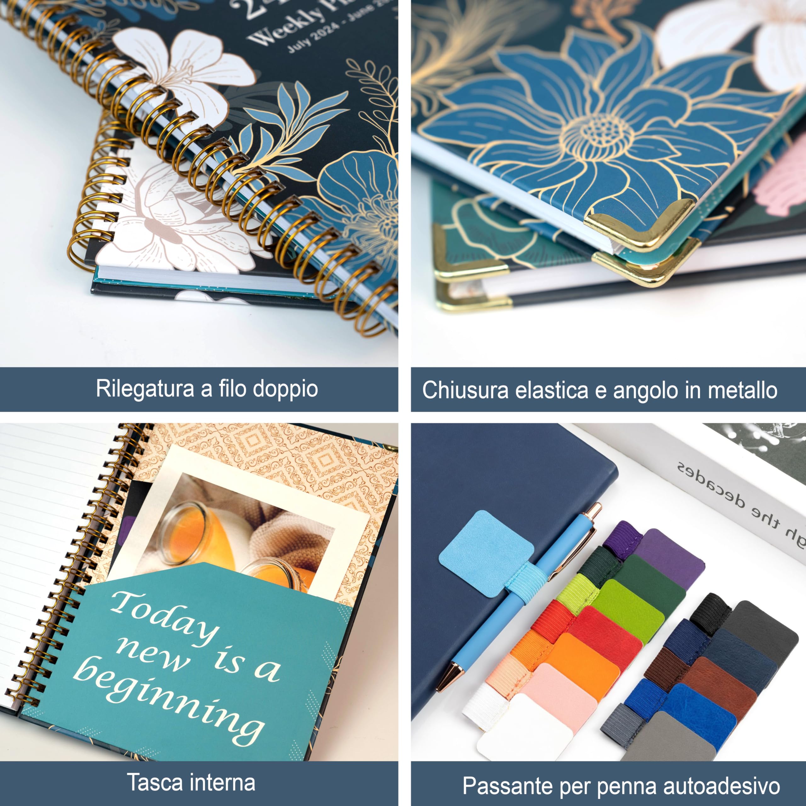 NEYSA Agenda 2026 Settimanale spirale, Diario Scuola A5 Da gennaio a dicembre 2026 (12 mesi) agenda scolastica con passante per penna, righello segnalibro e adesivi - 21,7 X 15,8 cm (Arancia)