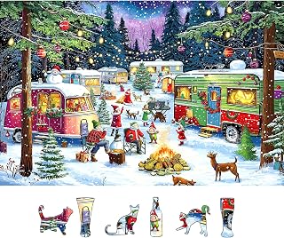 500-Piece Christmas Jigsaw Puzzle - Unique Winter Campsite Scene | Challenging Puzzle for Adults | Dimensions: 23x15 Inches | Fun Shaped Pieces | Perfect for Holiday Family Activities
