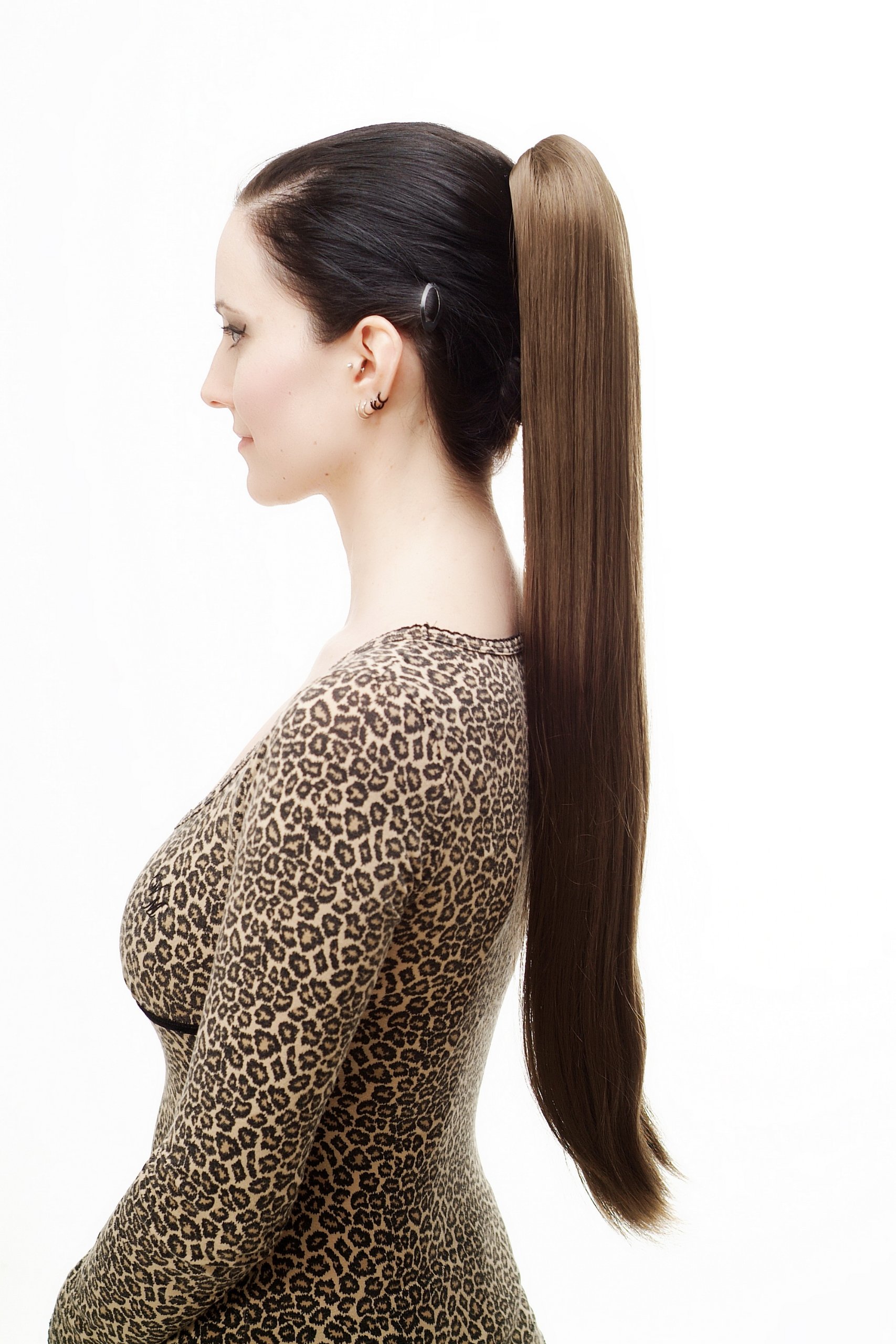 WIG ME UP - Hairpiece PONYTAIL with Claw Clamp/Clip extremely long straight & smooth medium brown T113-10 70 cm - Image 2