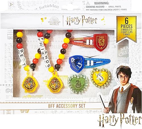 LUV HER Harry Potter Girls BFF - Joyero de juguete de 6 piezas con 2 anillos, 2 pulseras de cuentas y pinzas para el cabello a presión a partir de 3