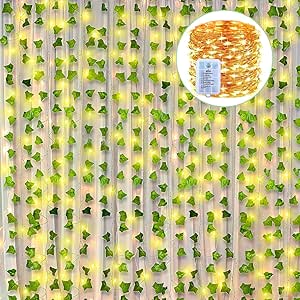 2m Künstliche Efeu Girlande Mit 20 LED Lichtern - Deko Für Wohnung & Garten