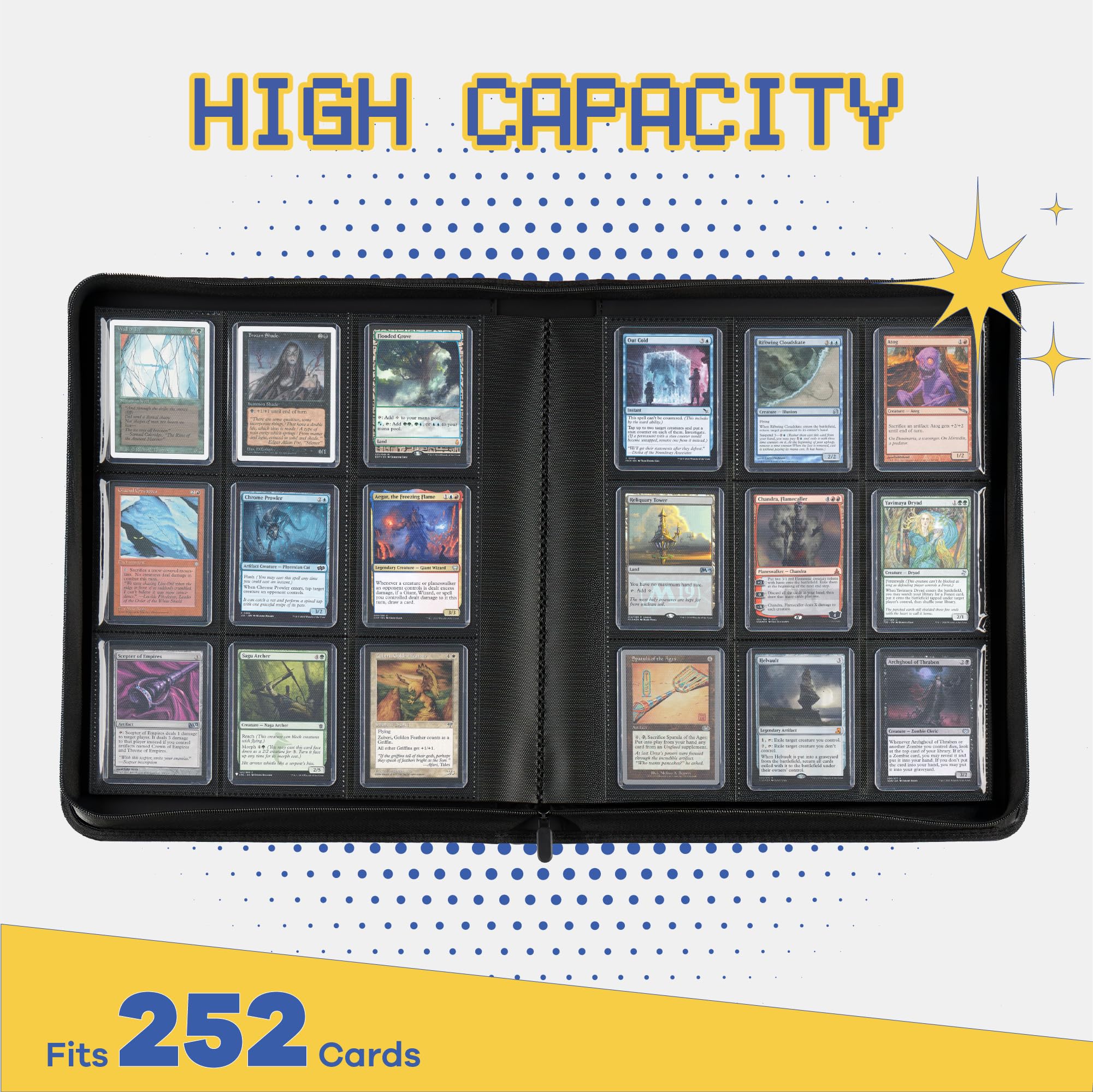 Amazon.com: 9-Pocket Toploader Binder, Clovecat Premium Card Book， Holds  252 Trading Card with 20 Removable Top-loader Sleeves，PU Card Holder  Folders,Card Album for MTG, TCG, Yugioh, Game & Sports Cards(Gray) : Toys &