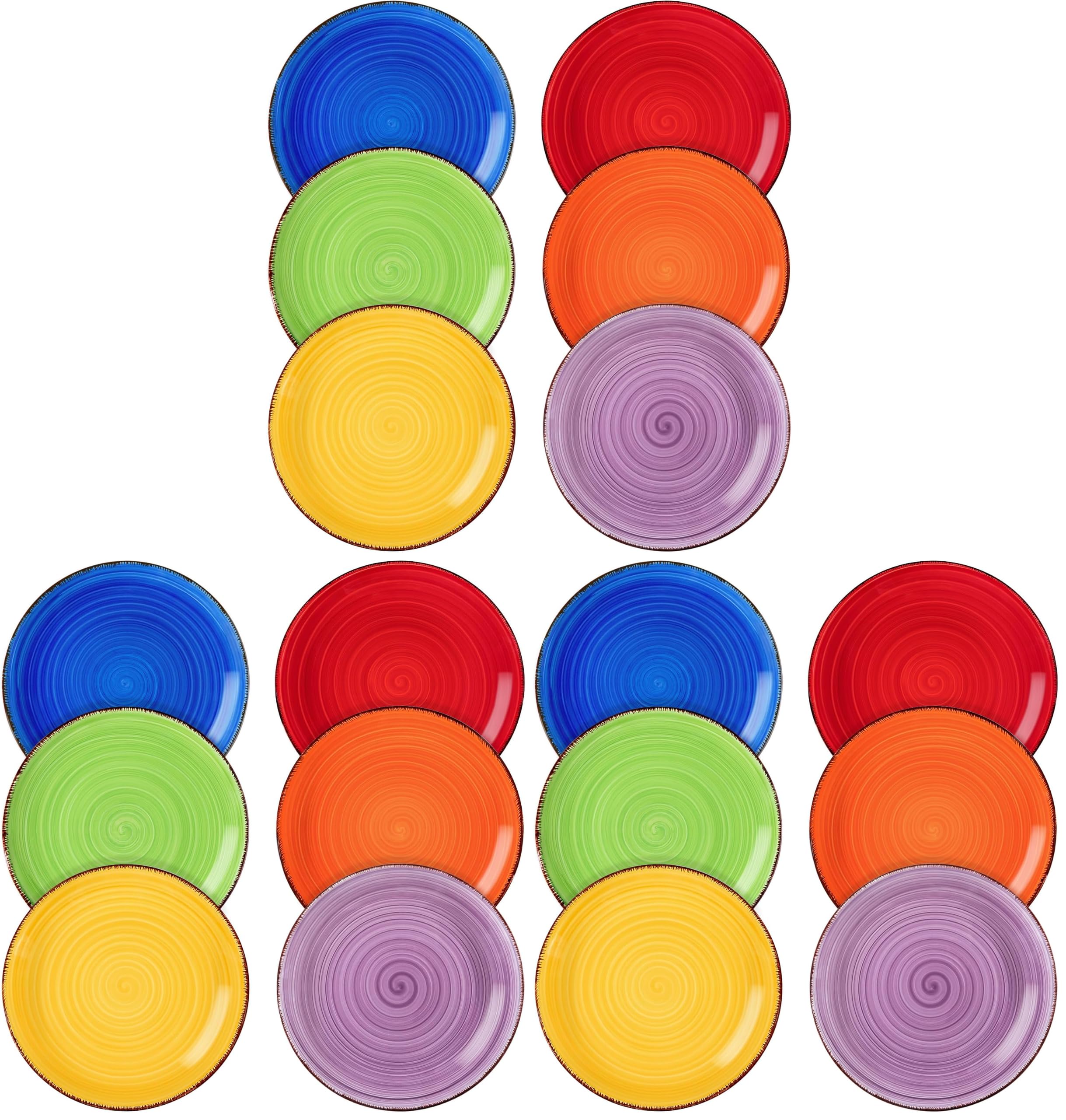 vancasso Bonita Muticolor Salad Plate Set of 6, 7.5 Inch Ceramic Dessert Plate, Dishwasher and Microwave Safe (Pack of 3)