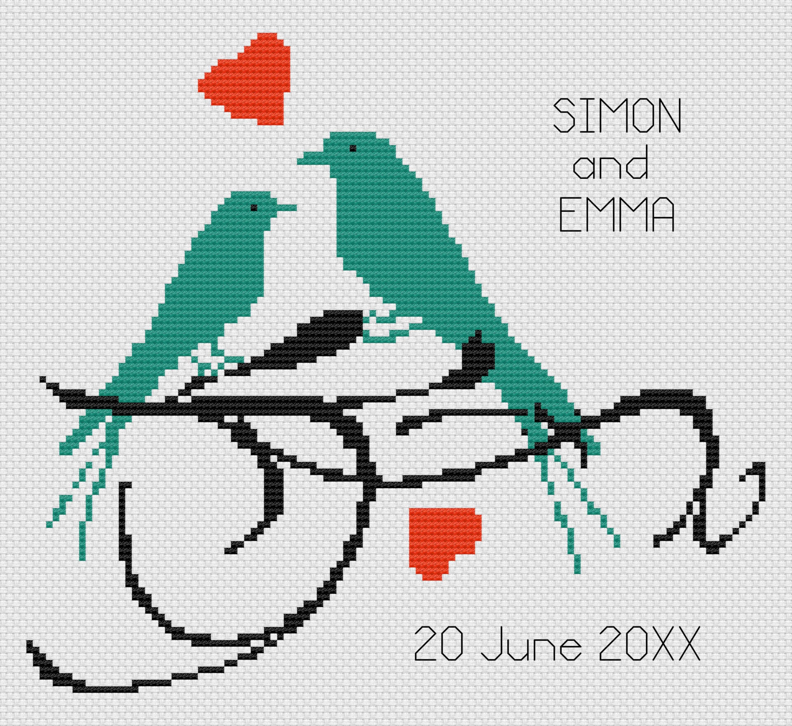 Blue Birds Wedding Sampler Cross Stitch Kit