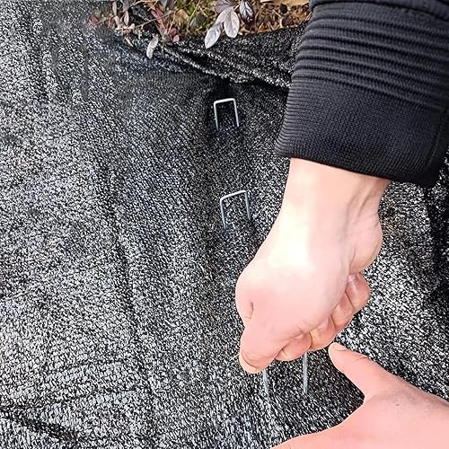 Miniatura 5 de Kenhihi 20 grapas de estacas de jardín + 20 juntas, grapas de paisaje de césped de 6 pulgadas, pasadores galvanizados en forma de U de calibre 11,