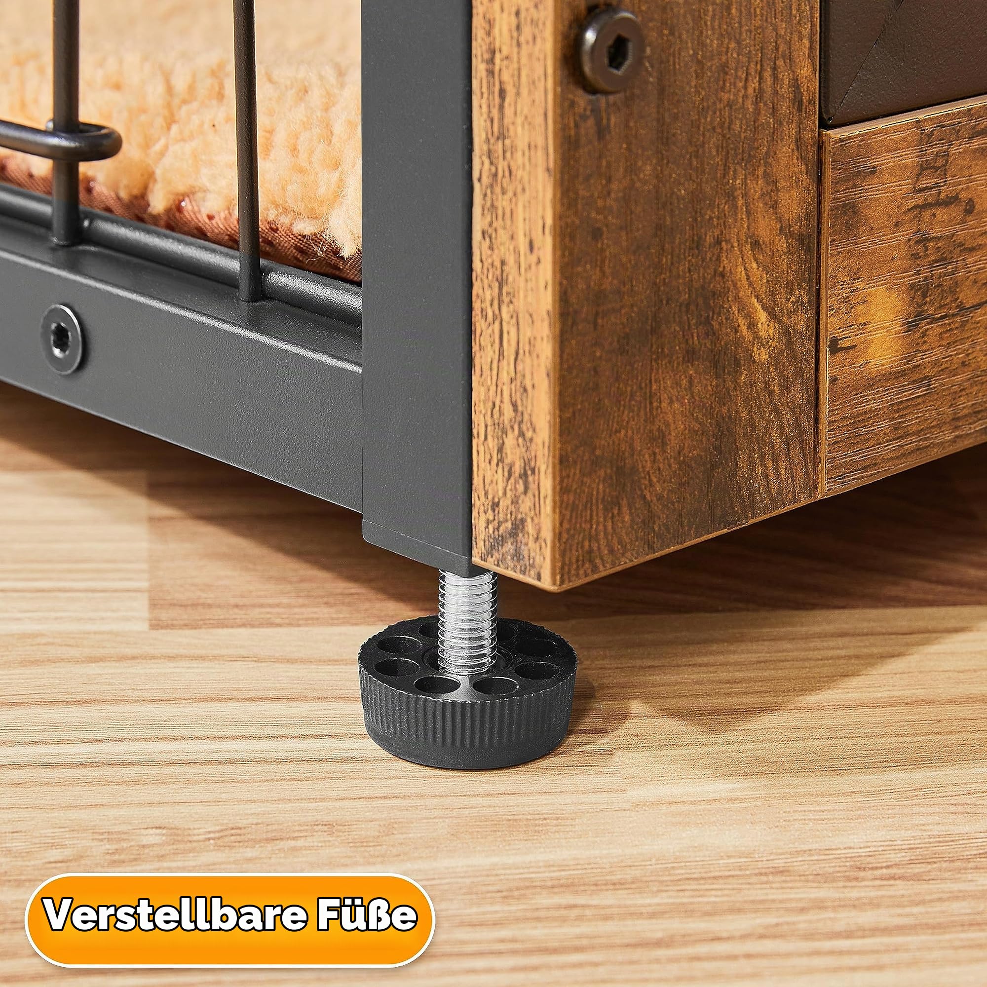 Yaheetech Hundekäfig Möbel, Hundebox Beistelltisch, Moderne Hundehütte für kleine/mittelgrosse Hunde bis zu 61 kg, Hundehaus mit 2 Kissen, 138x51x61 cm, Braun