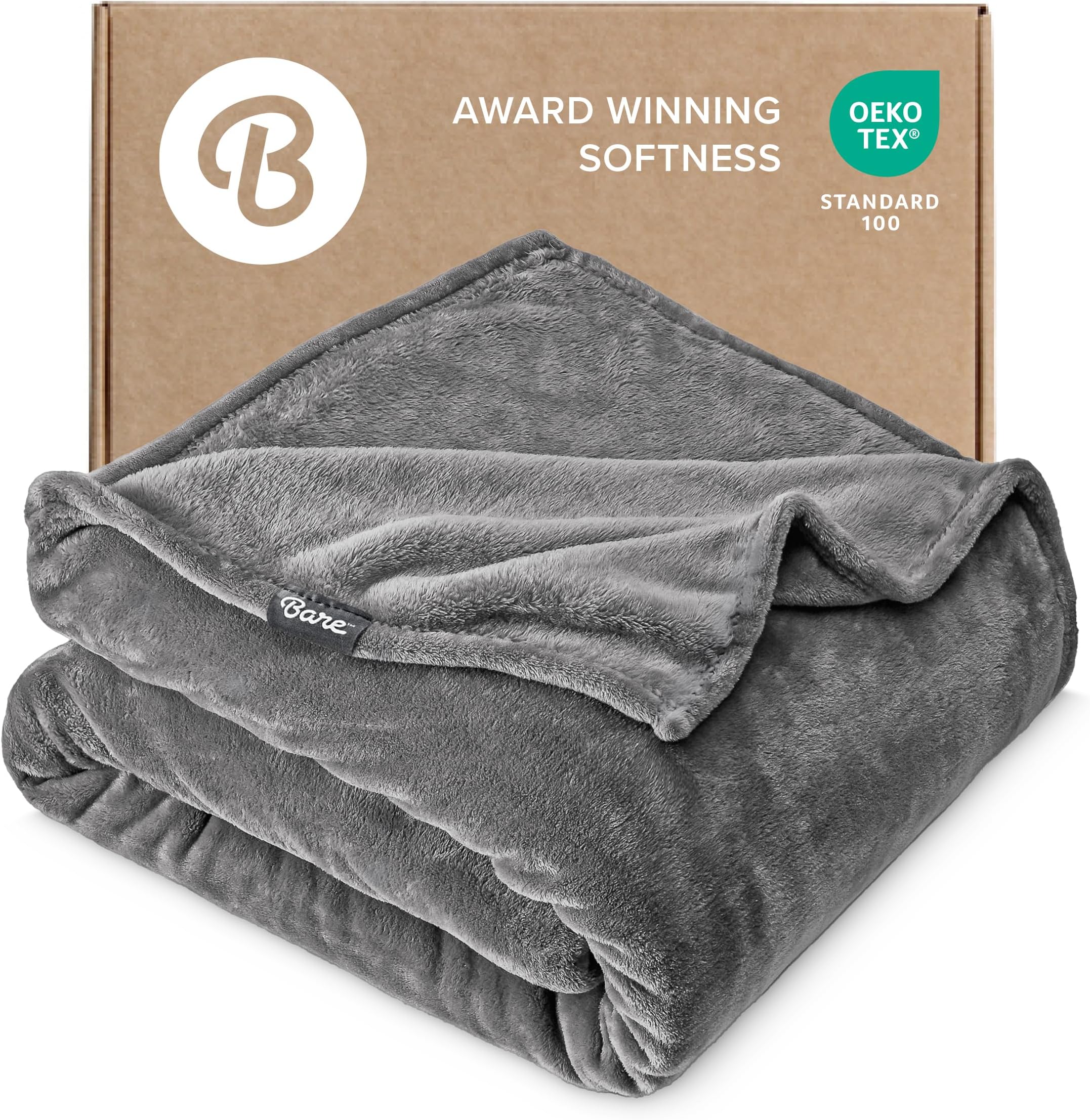 Bare Home Fleece Blanket - Twin/Twin Extra Long - Ultra-Soft Lightweight for Bed, Sofa, and Couch - Luxury Microplush - Cozy Warm Blanket (Twin/Twin XL, Grey)