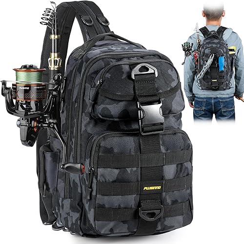 PLUSINNO - Bolsa de almacenamiento para mochila de pesca, mochila de hombro para exteriores, bolsa de equipo de pesca, mochila de pesca resistente
