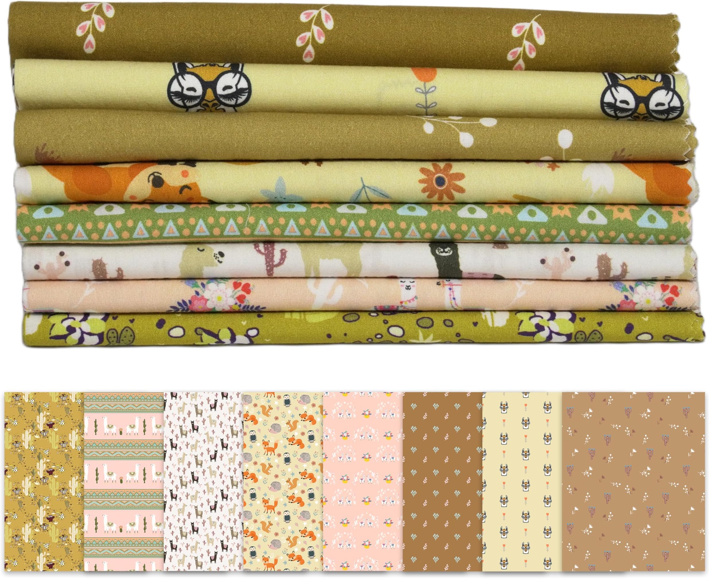 Soimoi 8 Pc Fat Quarter Bundle- African Animals Print 18"x 22" DIY Patchwork- 100% Cotton Pre-Cut Quilting Fabric Multicolor