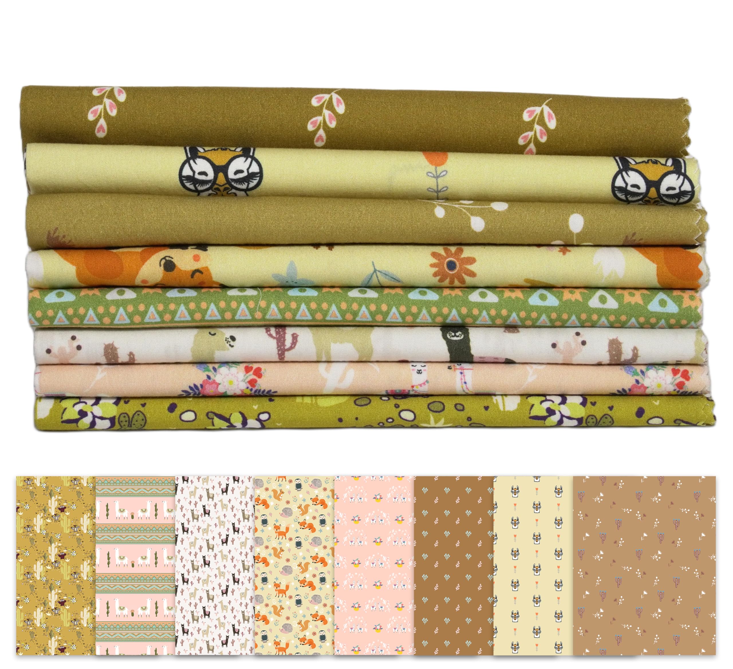 Soimoi 8 Pc Fat Quarter Bundle- African Animals Print 18"x 22" DIY Patchwork- 100% Cotton Pre-Cut Quilting Fabric Multicolor