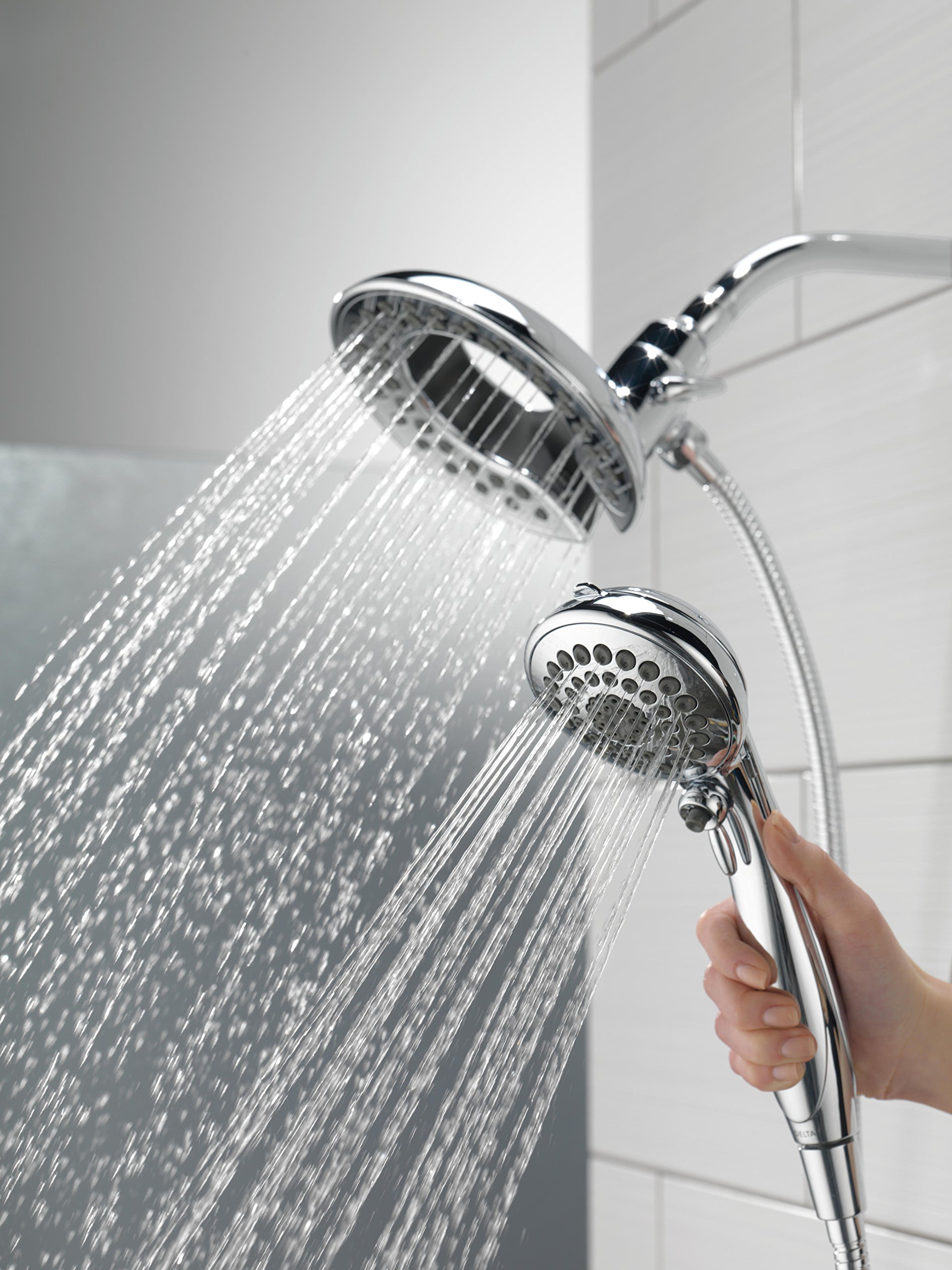 Delta Faucet 5 Spray Touch Clean In2ition 2 In 1 Dual Hand Held Shower Head With Hose Chrome Pk Amazon Com