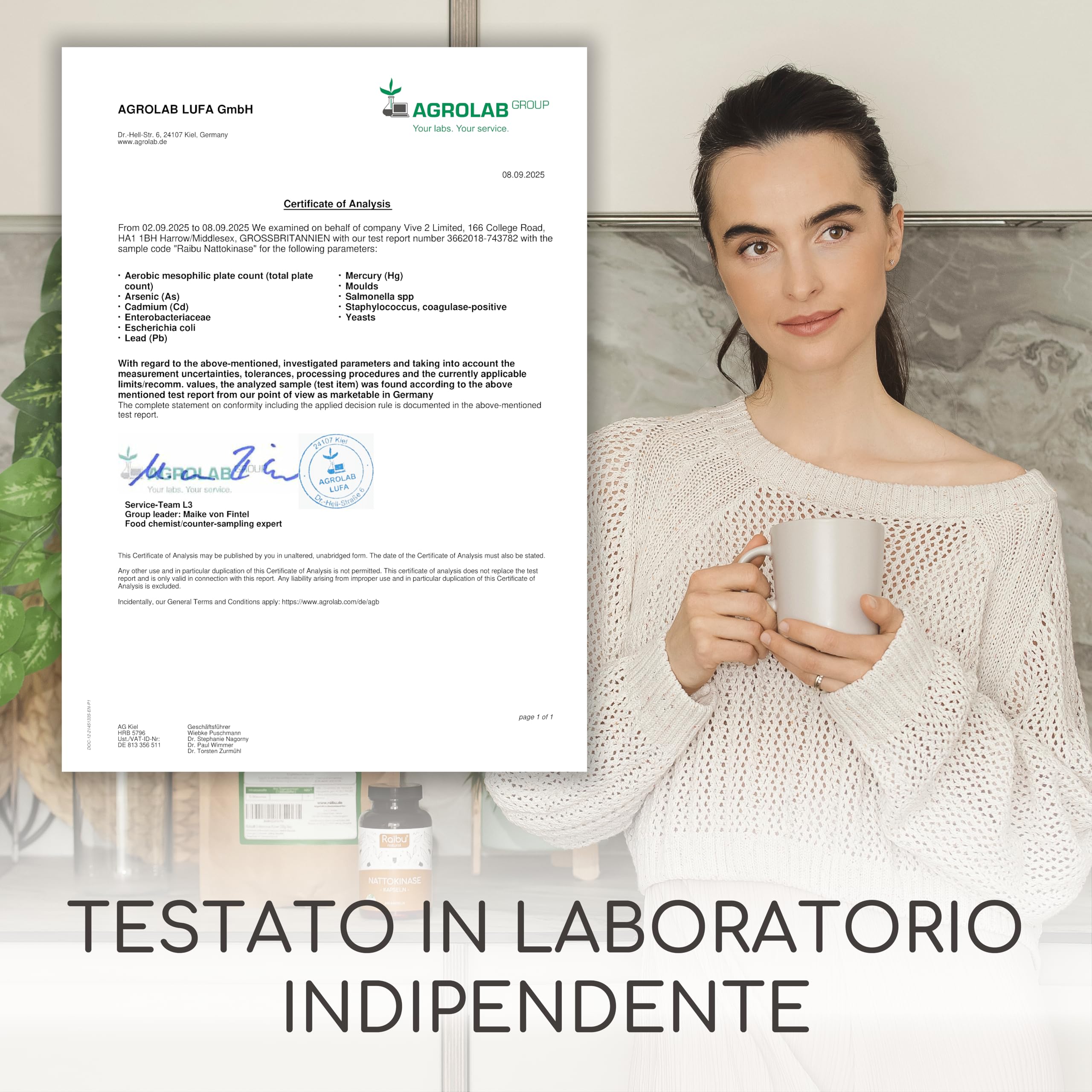 Raibu Nattokinase - Alto Dosaggio 100 mg (Nattokinase 20.000 FU/g) - Natto Giapponese da Soia, 8 Mesi di Fornitura - 240 Capsule, Testato in Laboratorio e Vegano - Senza Additivi