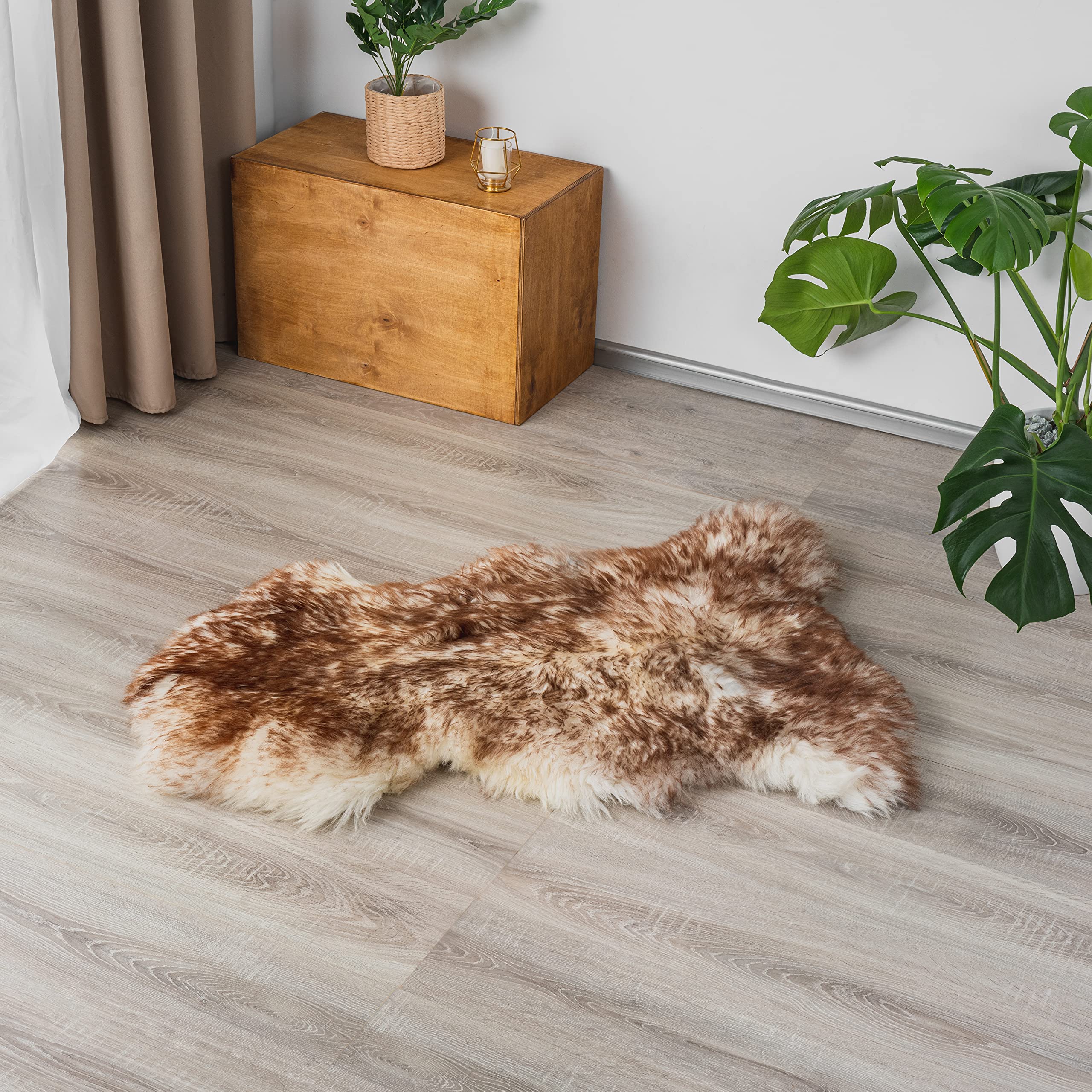 Piel de oveja, inodoro, suave y esponjosa, varios tamaños, calidad natural, ideal como alfombra, colcha, base en el cochecito (multicolor, 110 x 120 cm)