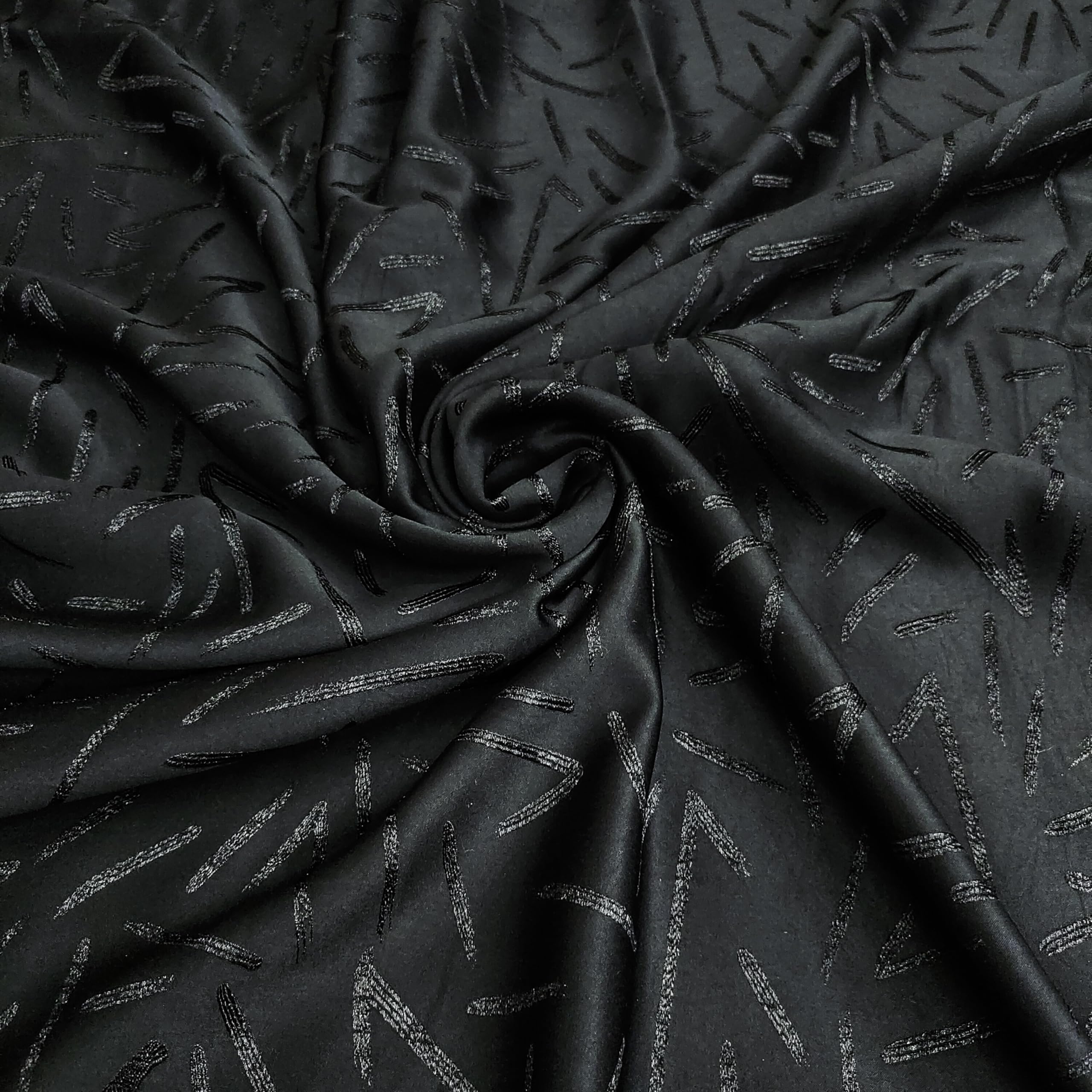 Luxury Black Embossed Polyester Jacquard Fabric – 2.5" Width, 2 Meter Length | Kurta, Blazer, Sherwani Use-image-16