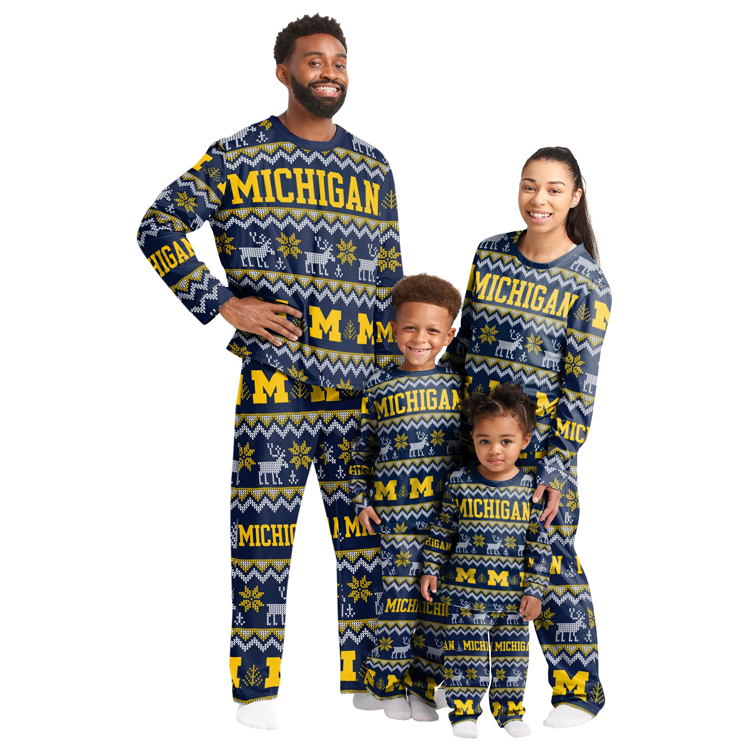 FOCO Men's NCAA College Team Ugly Pattern Matching Set Family Holiday Pajamas