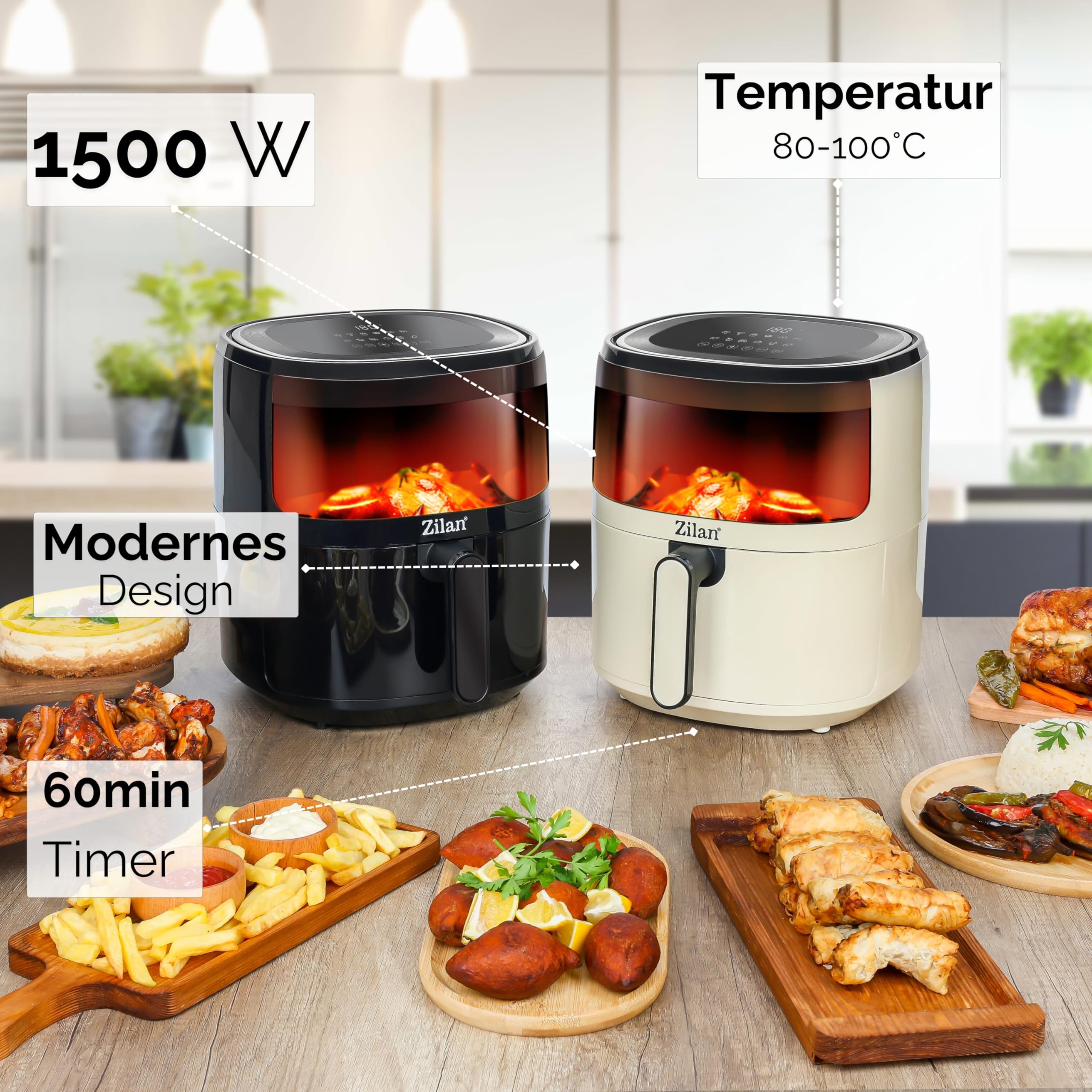 Heissluftfritteuse 5 Liter Heißluft-Frittieren Mini Backofen Heißluftfritteuse - Grillen Backen Dörren Frittieren Friteuse ohne Öl Airfryer Heißluftofen Heißluftgrill Fritteuse 1500 Watt