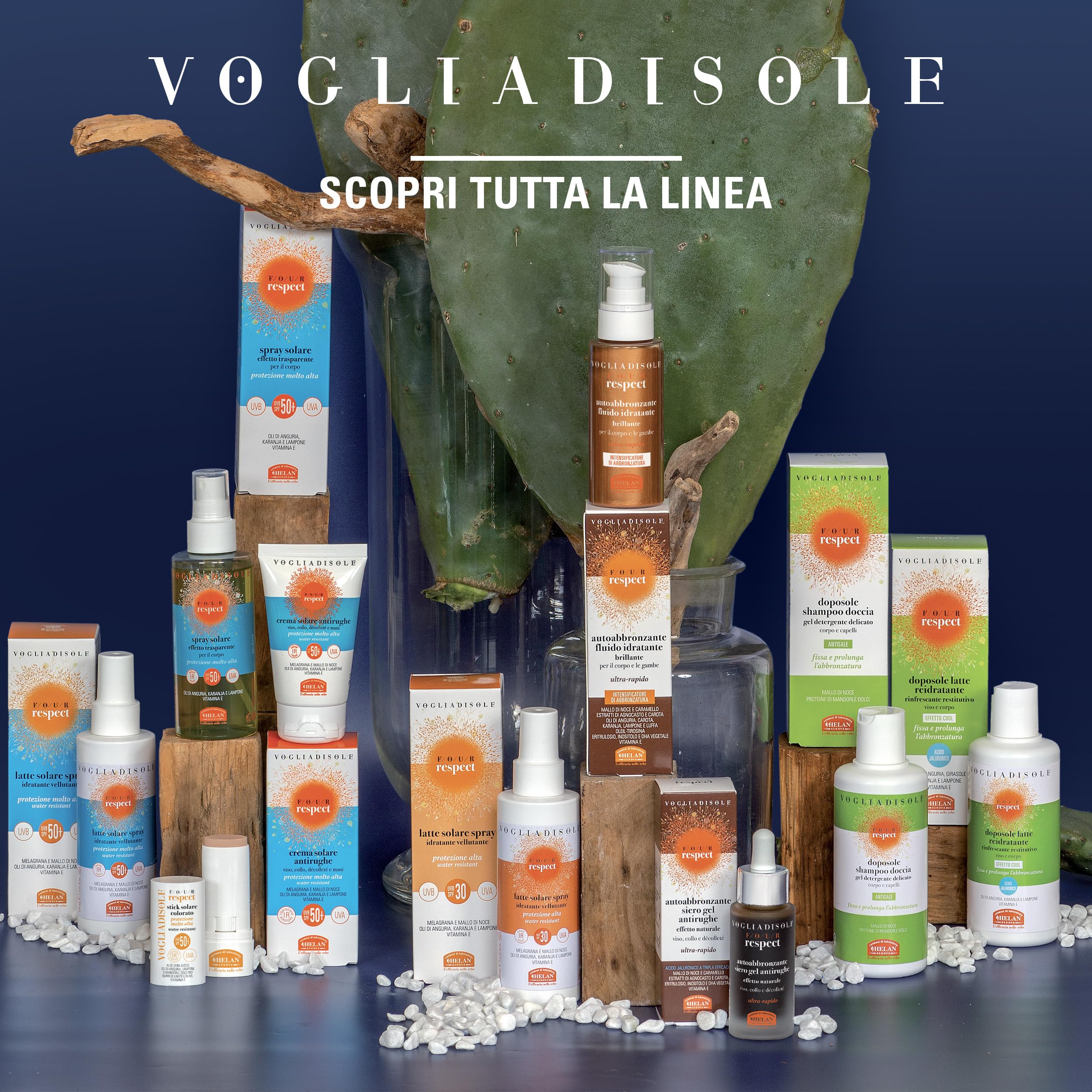 Helan, Vogliadisole Respect - Siero Viso Acido Ialuronico Autoabbronzante Antirughe Gel con Vitamina E, Inositolo e Agnocasto, Abbronzante per Abbronzatura Naturale e Luminosa per Pelli Delicate, 30ml