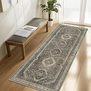 GENIMO 2x5 Non Slip Hallway Runner Rug, Machine Washable, Thin & Low Pile Lightweight for Kitchen, Laundry, Entryway, Bedroom & Living Room, Dark Brown
