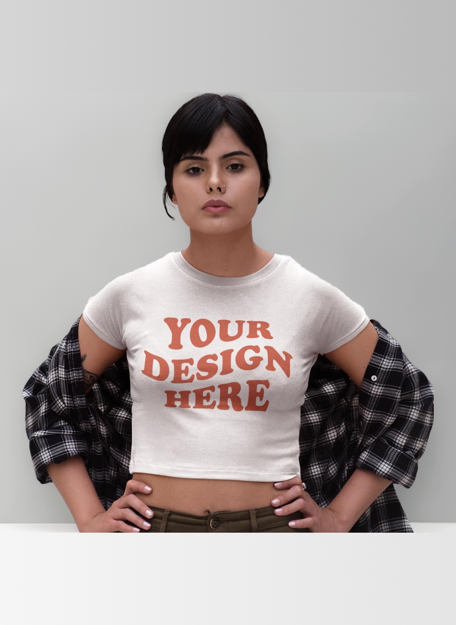 Personalised Women's Crop Top, Custom Design or Slogan, Printed White, XS - XL