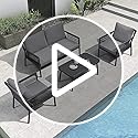 Image of DEVOKO Outdoor Living Space 4 Seater Conversation Sofa Set Ideal for Patio, Garden and Indoor Use Stylish Rope Furniture with Comfortable Cushions and Center Table (Black & Grey)