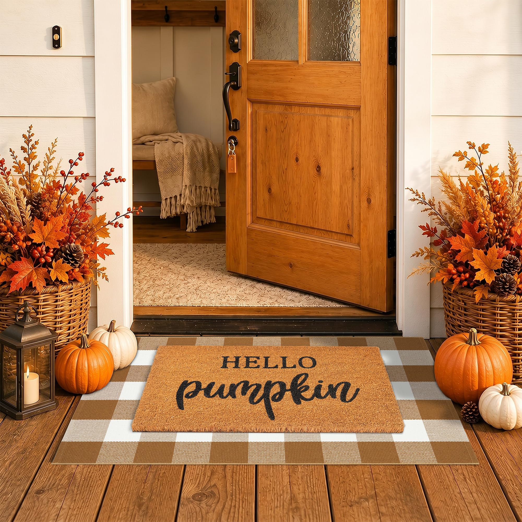 Homydecor Fall Decor Door Mat Combo