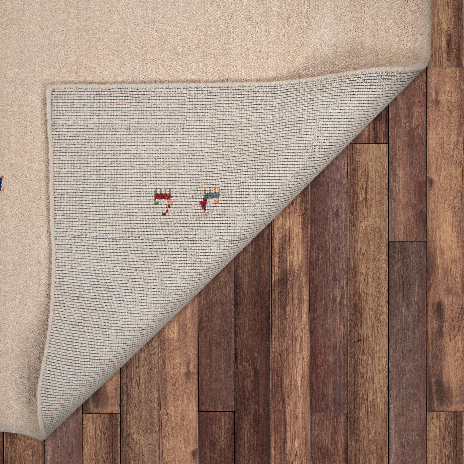 TT Home Tapis de Salon Beige Laine Beige Gabbeh Tissé à la Main Ethno Design Robuste Doux et Doux, Dimension:80x150 cm