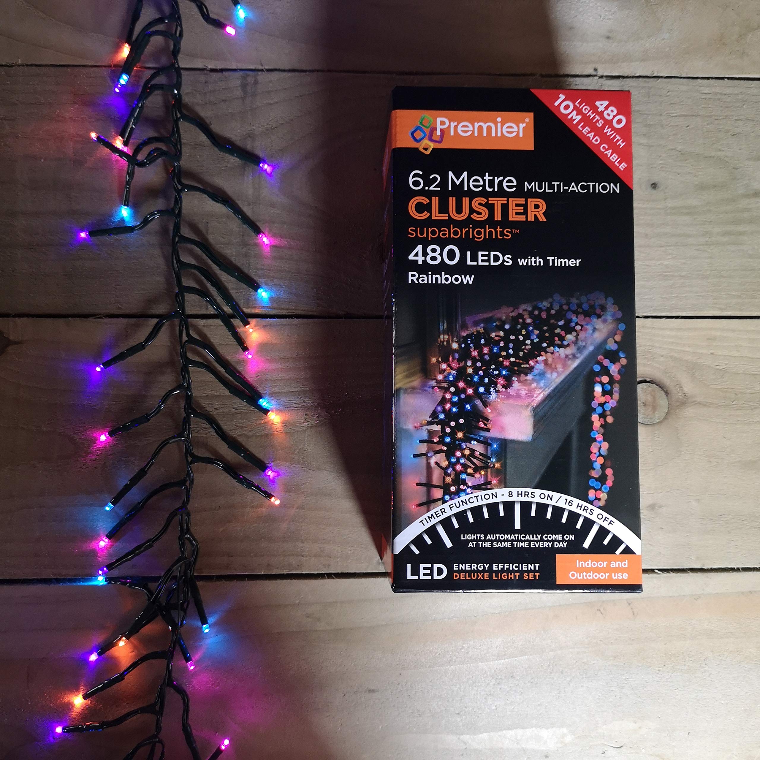 Premier Green 480 Multi Action Led Cluster Lights Rainbow With Timer By