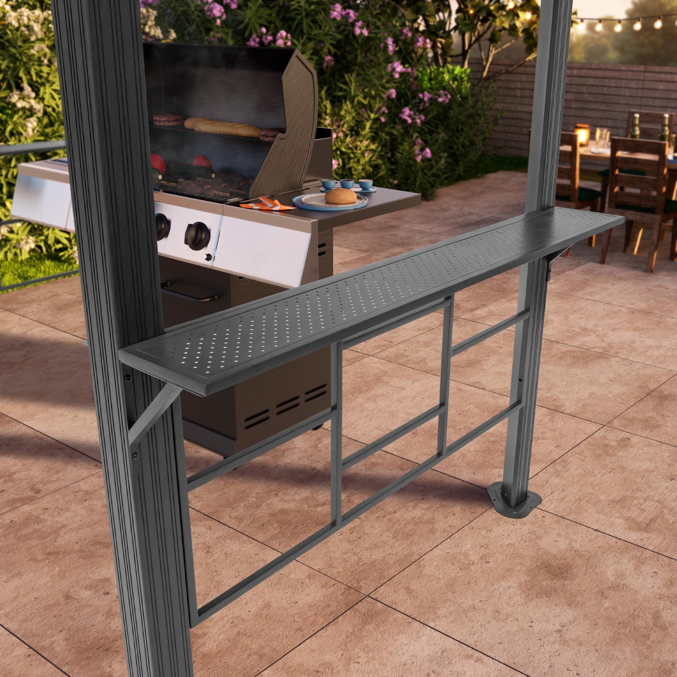 Abri Barbecue TOOLPORT 2,8 x 1,8 m avec Toit en Acier étanche résistant aux UV, avec 2 Supports latéraux Pratiques, Couleur Anthracite