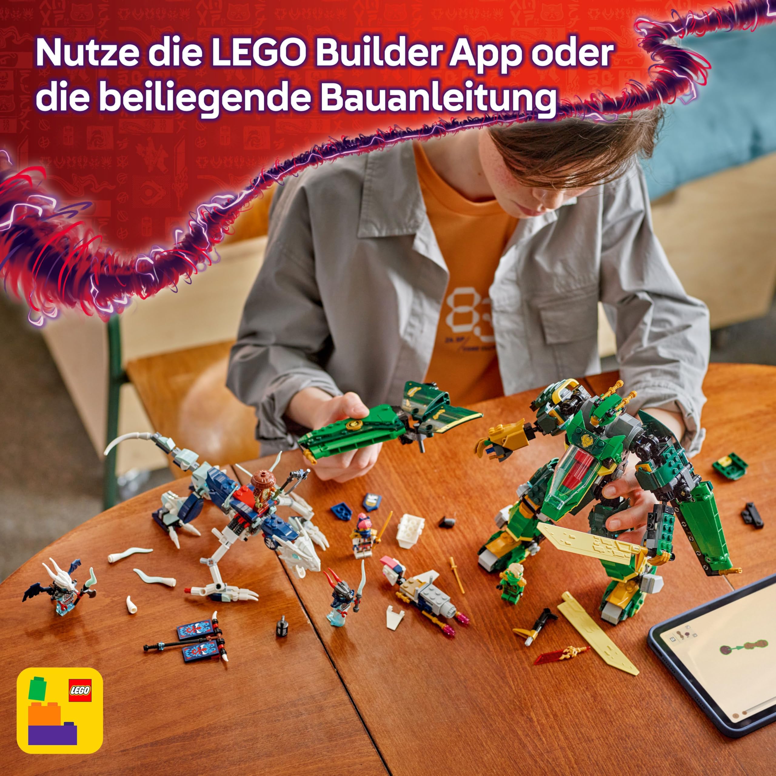 LEGO NINJAGO 2in1 Lloyds Jet-Mech - Spielzeug mit 5 Minifiguren, Drachen, Ausrüstung und fliegendem Motorrad - Geschenk für Jungen und Fans von Aufstieg der Drachen ab 9 Jahren 71845 | 2-in-1 Mech, verwandelt sich in Jet, 5 Minifiguren & Drachenfigur, Ges