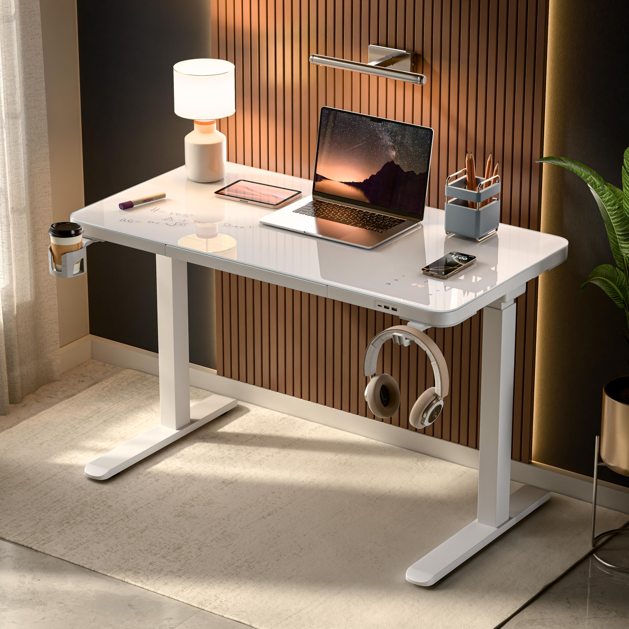 Green Soul Prism Premium Height Adjustable Table | Writable Glass