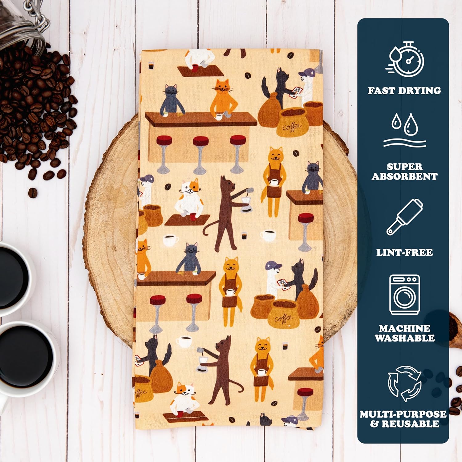 Perky Pets Coffee Bar Cotton Kitchen Towel Set
