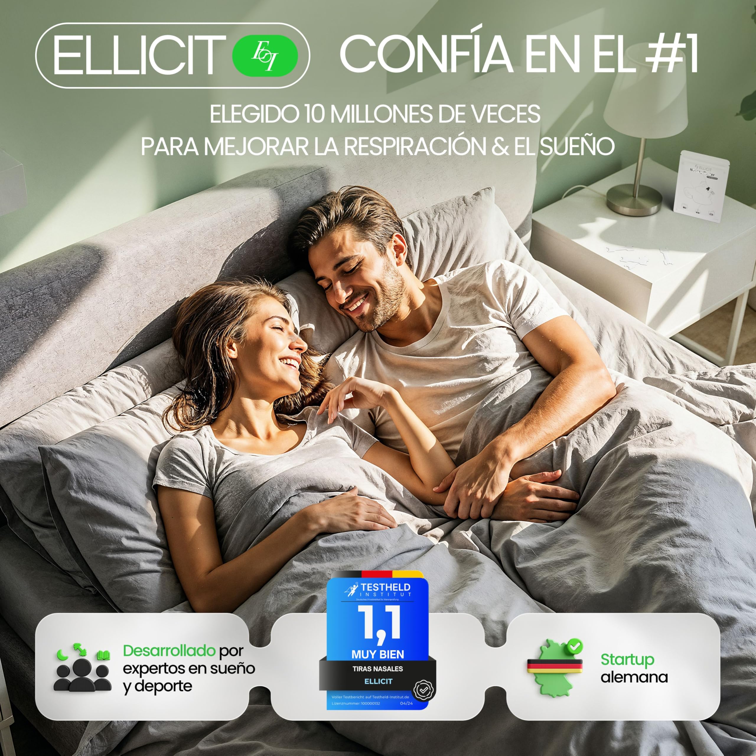 Ellicit Tiras Nasales Transparentes, paquete de 30 tiras nasales premium, contra los ronquidos, soporte extra para deportes y mejor calidad del sueño, mejor respiración con la nariz tapada