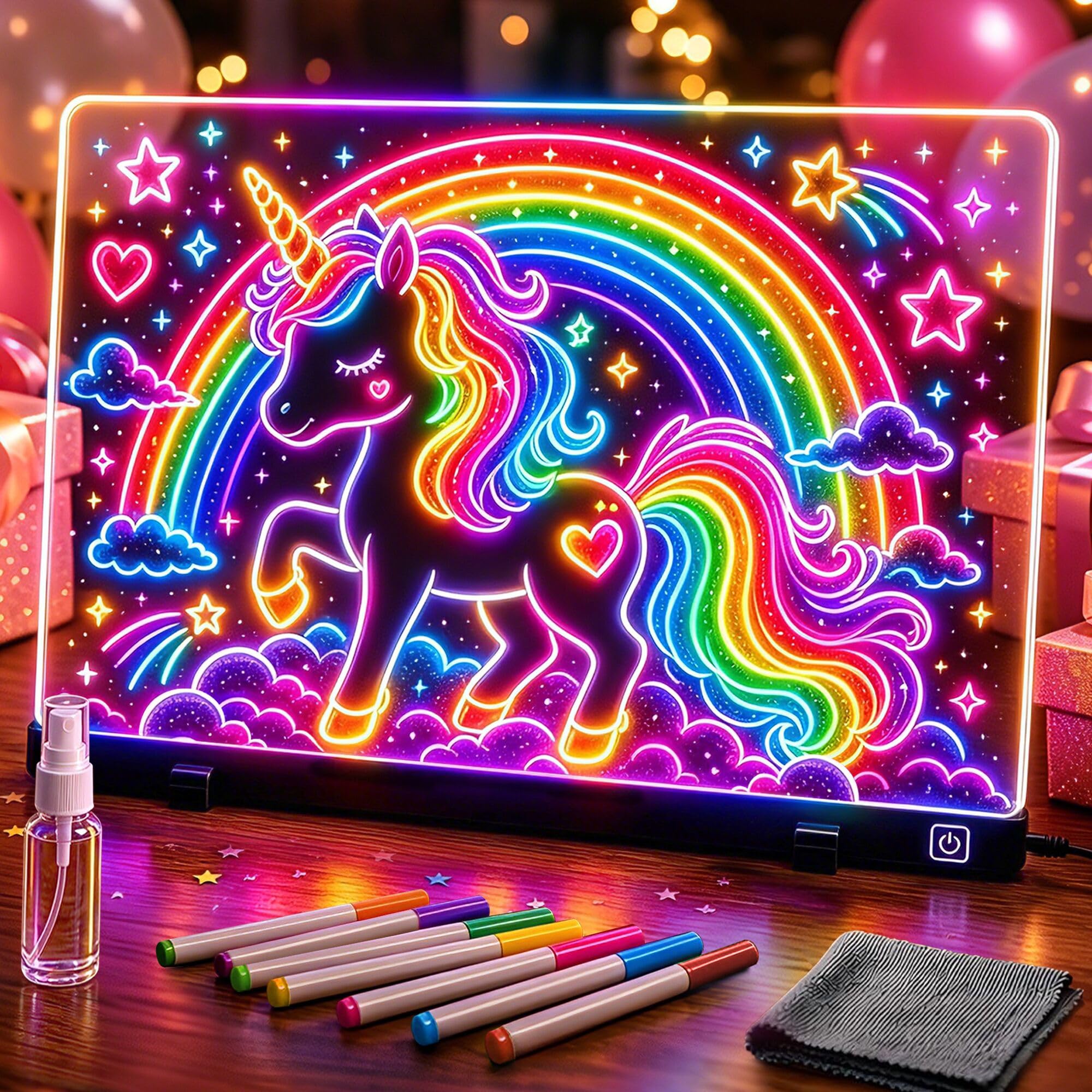Photo 1 of 16 Inch LED Drawing Board for Kids, 7-Color Light Up Drawing Pad
