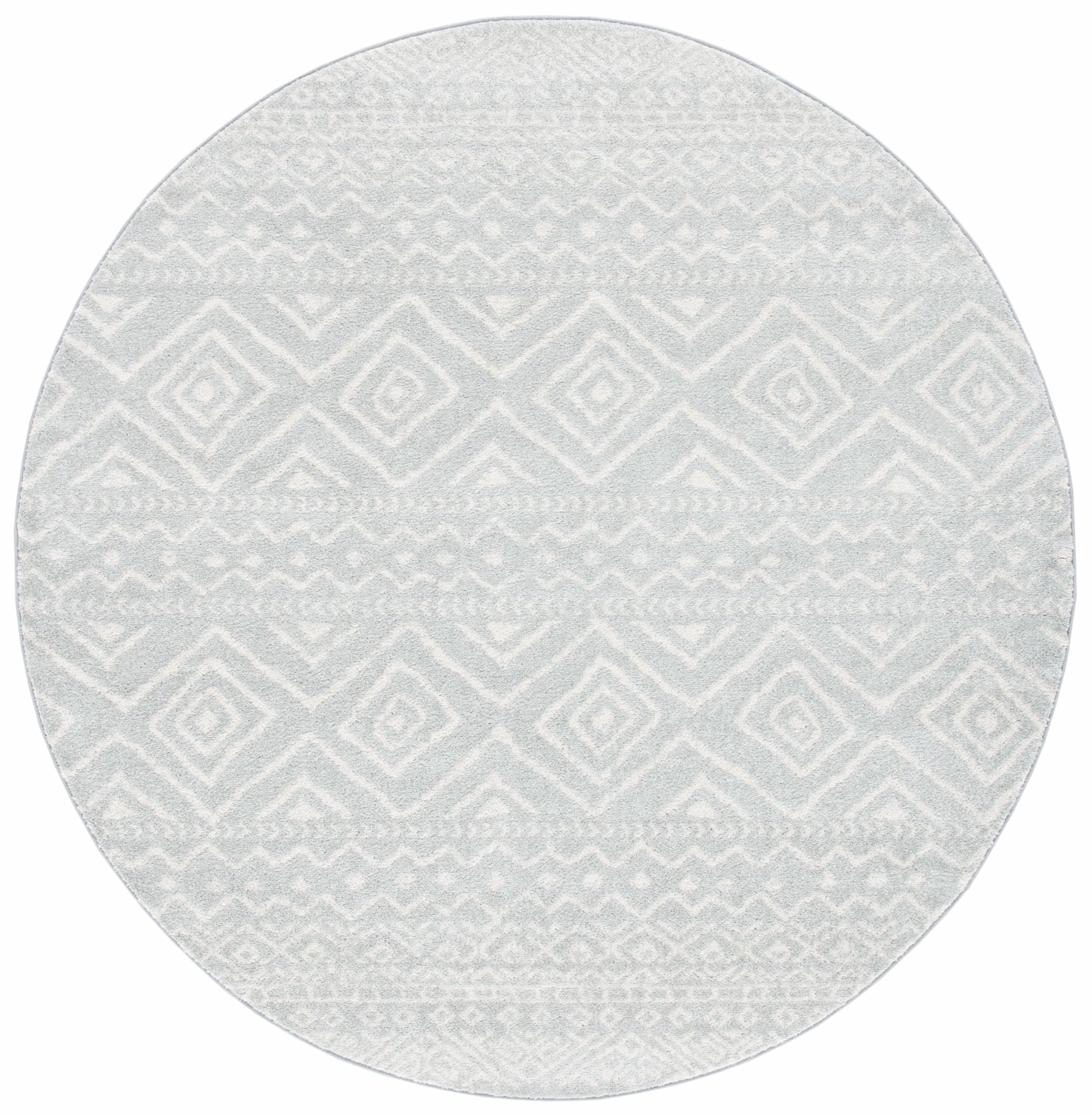 SAFAVIEH Tulum Collection Area Rug - 11' Round, Light Grey & Ivory, Moroccan Boho Distressed Design, Non-Shedding & Easy to Clean, Ideal for Living Room, Bedroom, Dining Space (TUL267F)