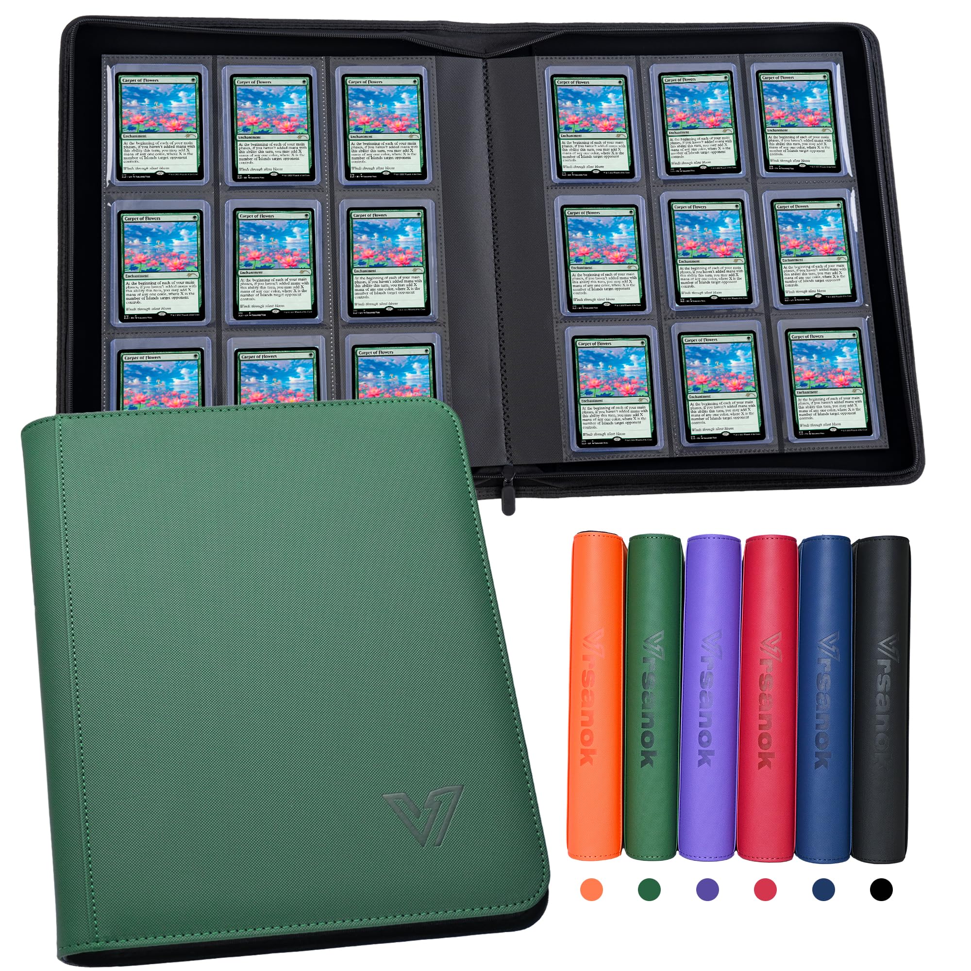 Vrsanok Top Loader Binder 9 Pocket,Holds 324 Top Loaders,Toploaders Binder 9 Pocket for 3" x 4"Rigid Cards,Double Sided Card Binder Abulm in 3"x4"Toploaders for Trading Cards — image 1